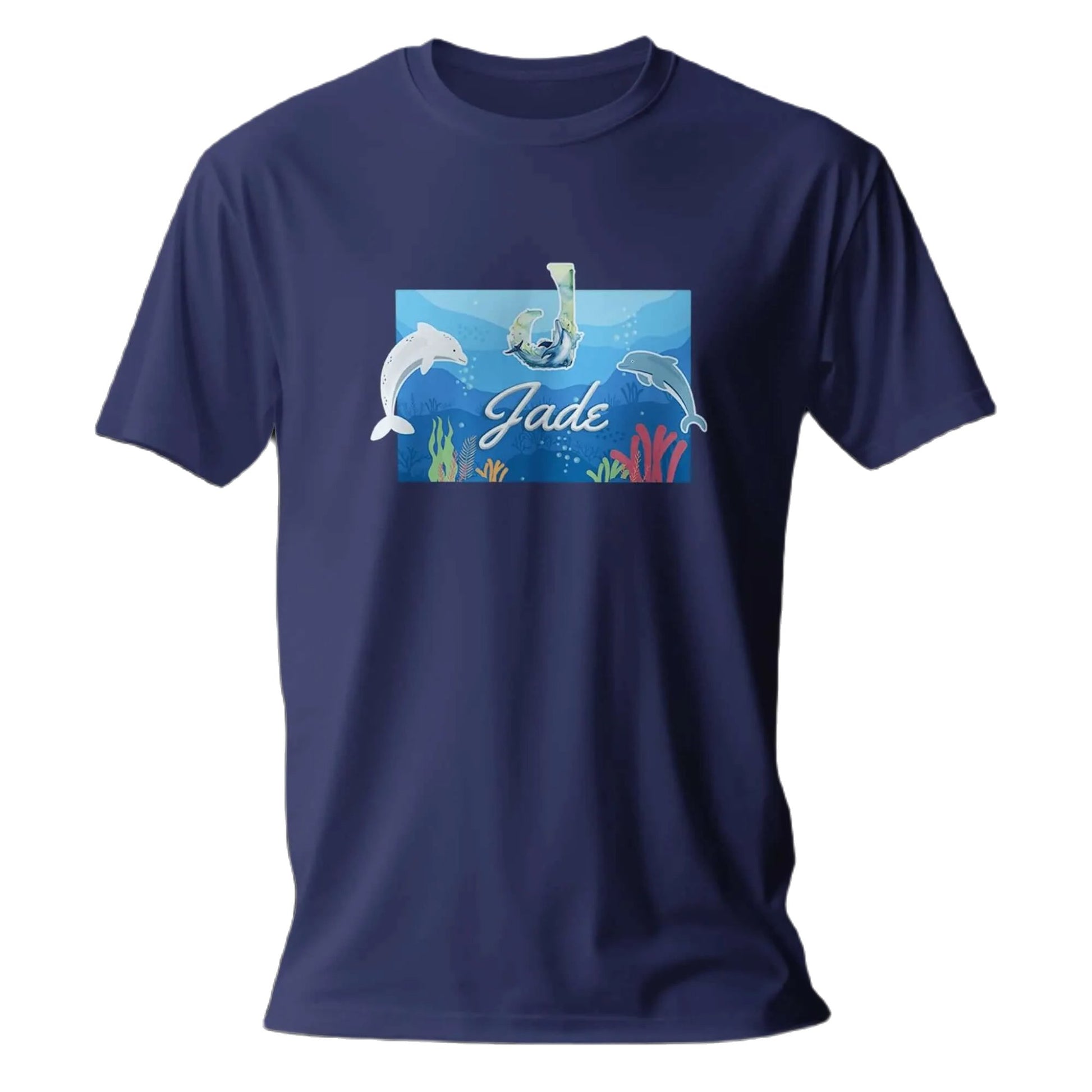 T shirt personnalisé fille – Motif dauphin et fond marin avec prénom et initiale - MiniLook