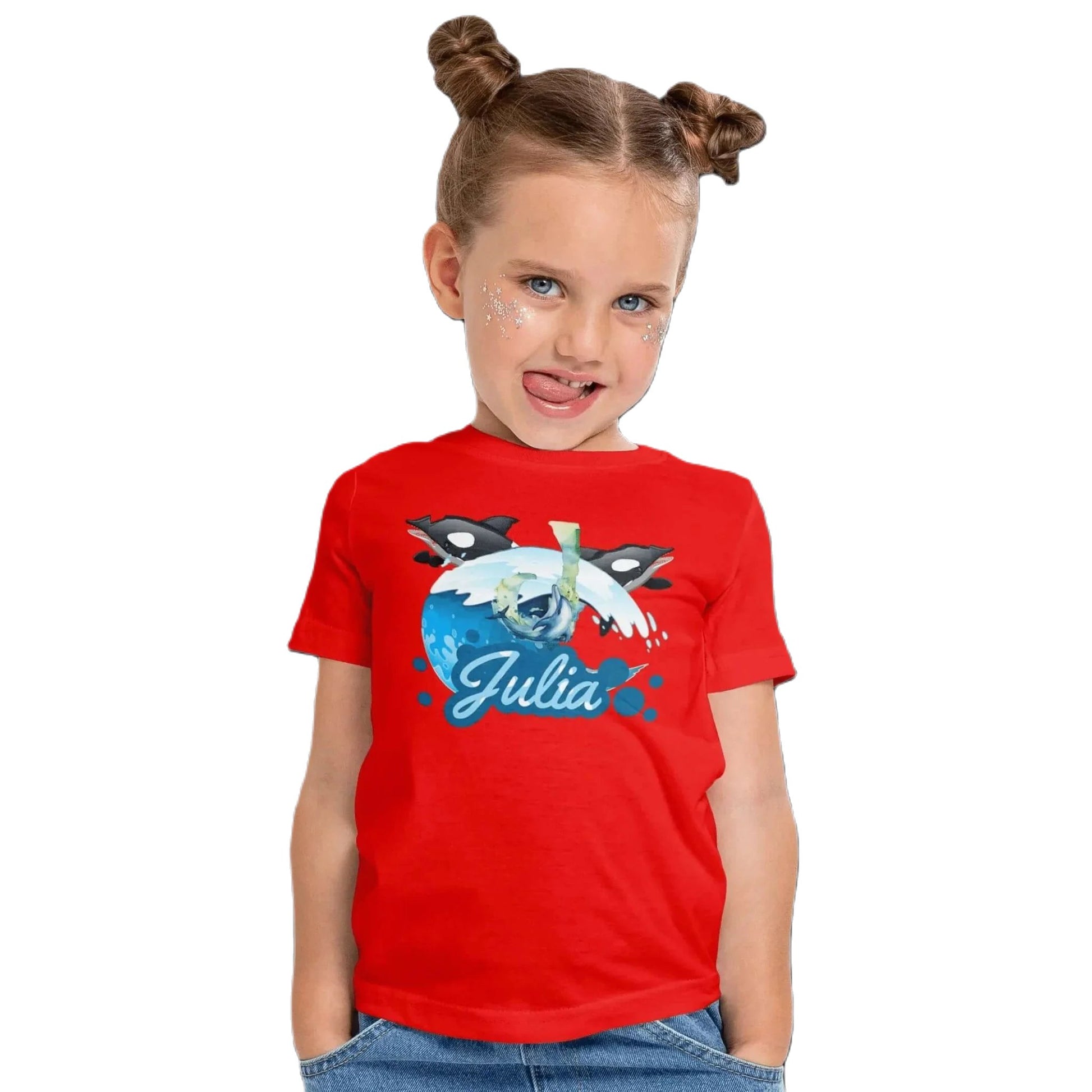 T shirt personnalisé fille – Motif dauphin et vague avec prénom et initiale - MiniLook