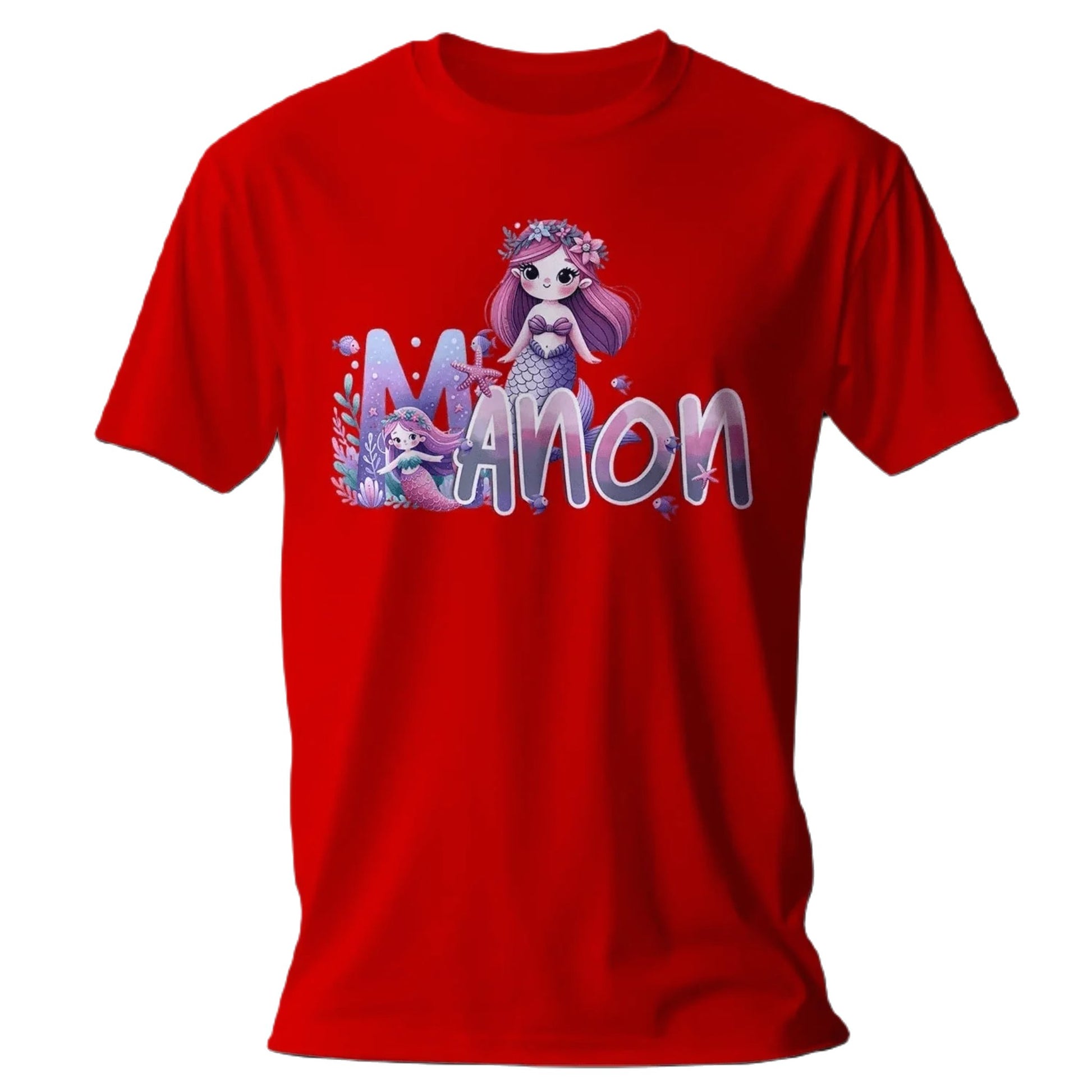 T shirt personnalisé fille – Prénom avec design unique de sirène de mer - MiniLook