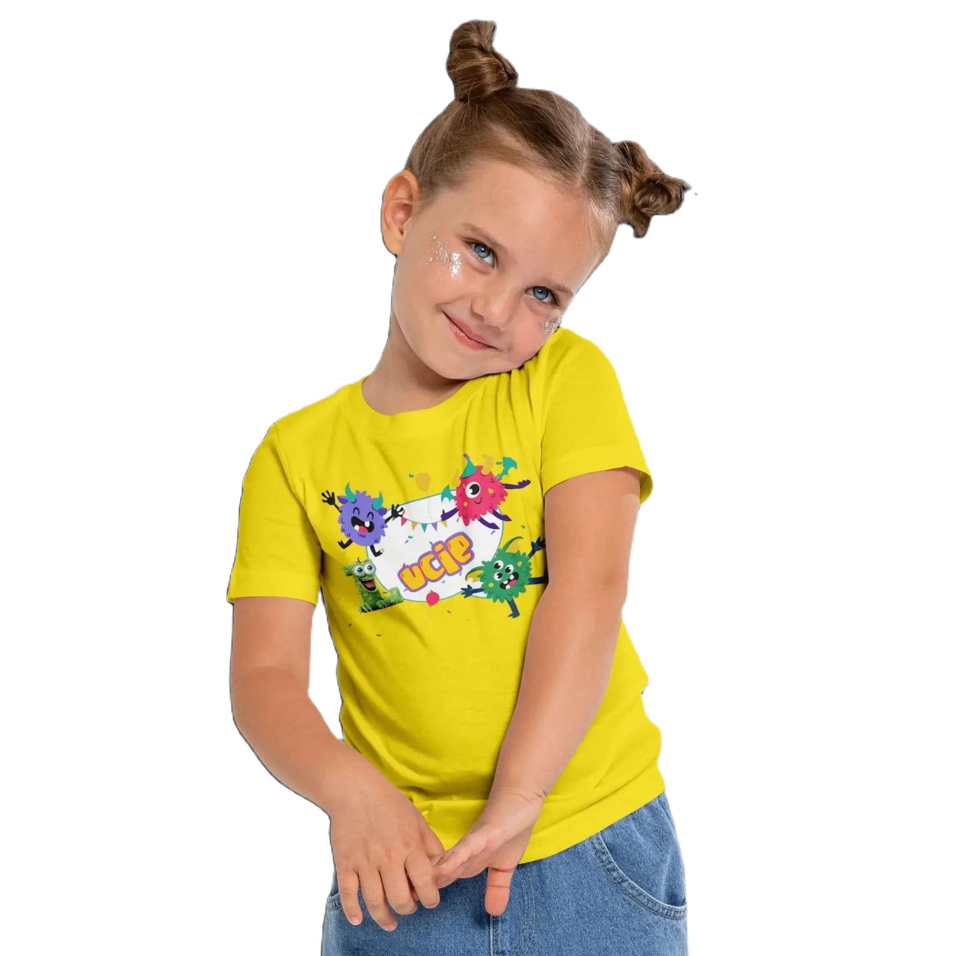 T shirt personnalisé fille – Prénom avec dessin animé de monstres et décoration anniversaire - MiniLook