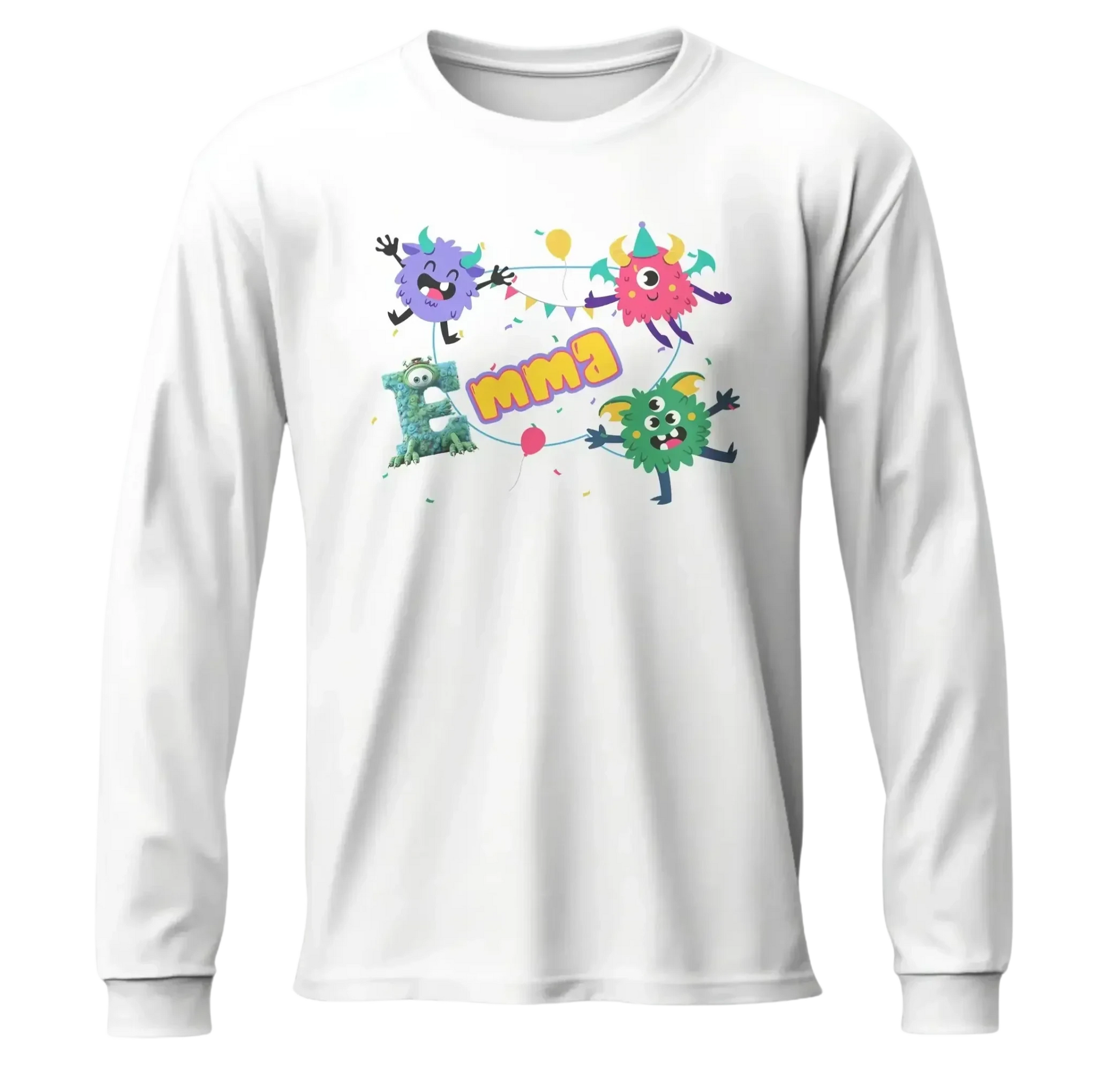 T shirt personnalisé fille – Prénom avec dessin animé de monstres et décoration anniversaire - MiniLook