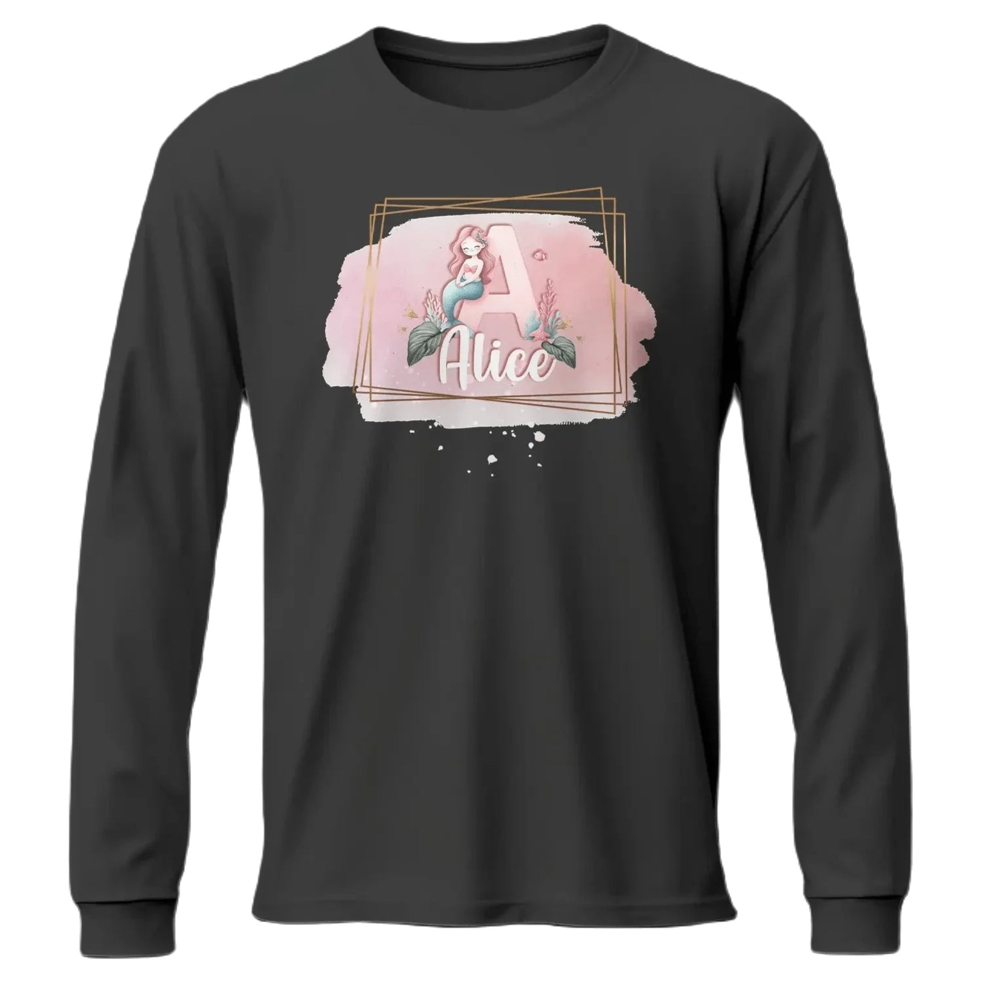 T shirt personnalisé fille – Prénom et initiale avec design sirène rose - MiniLook