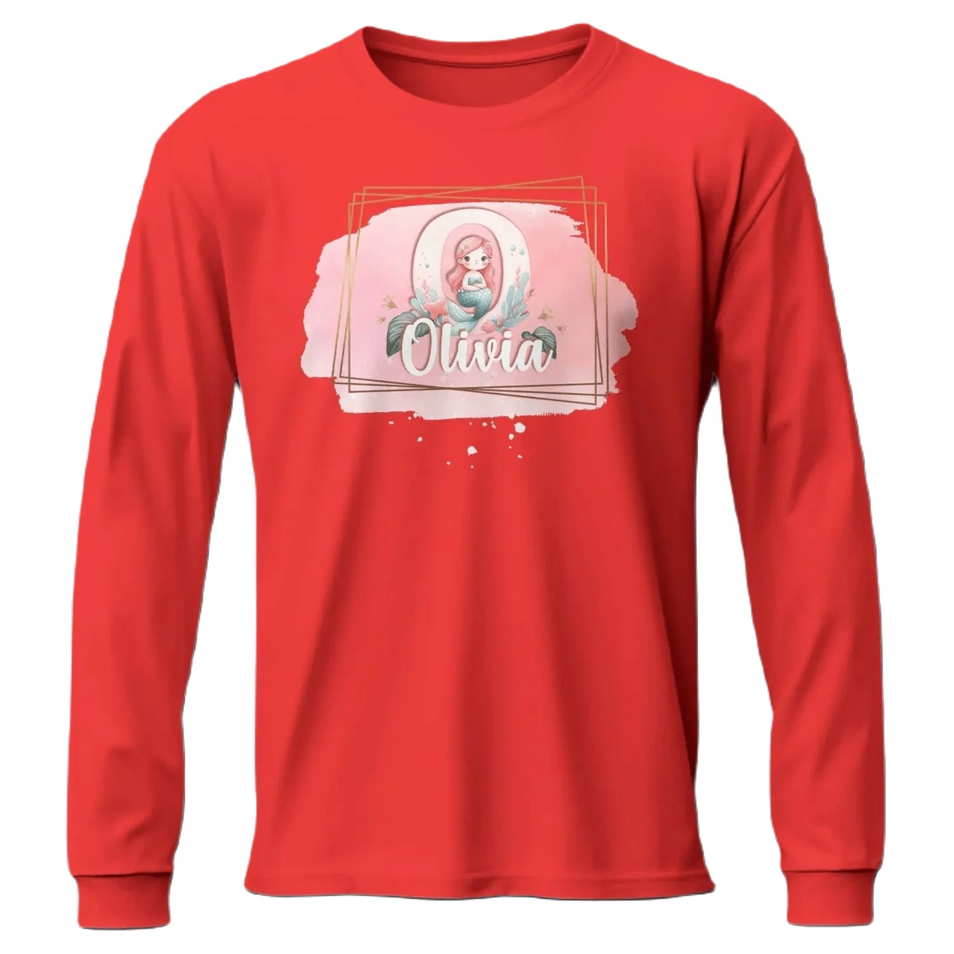 T shirt personnalisé fille – Prénom et initiale avec design sirène rose - MiniLook