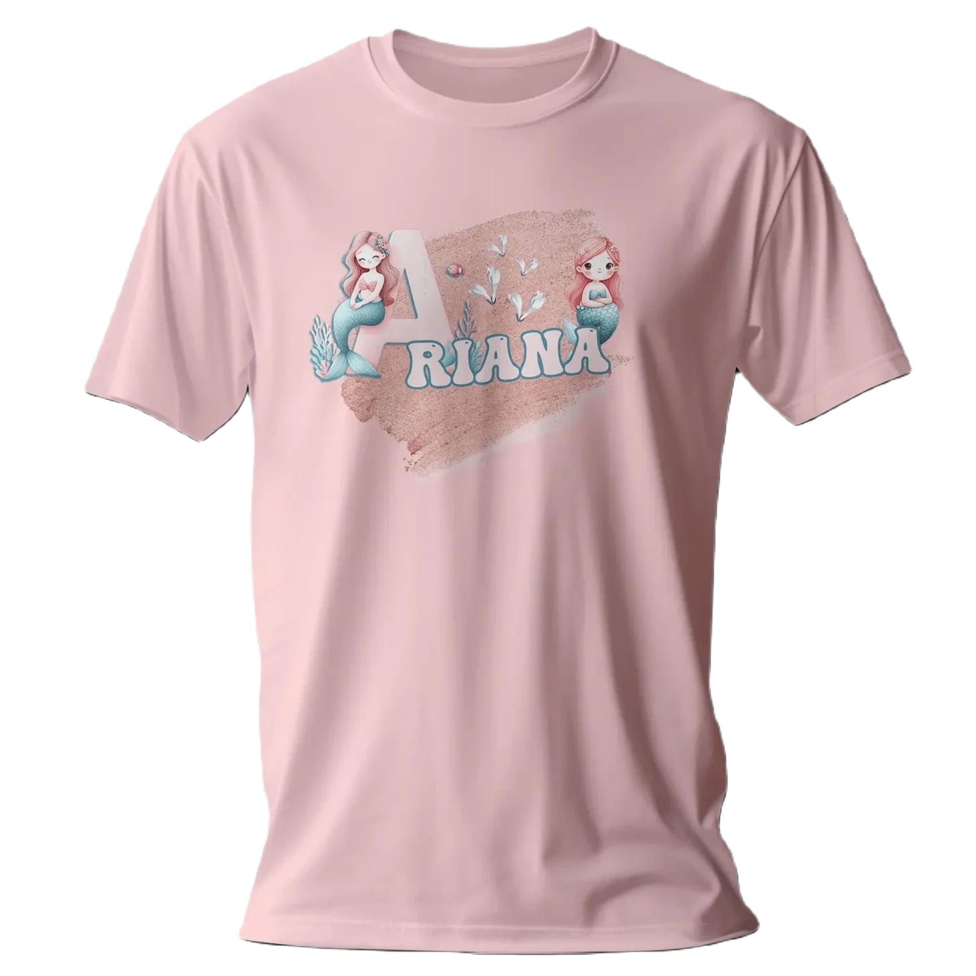 T shirt personnalisé fille – Prénom imprimé avec design 2 sirènes - MiniLook