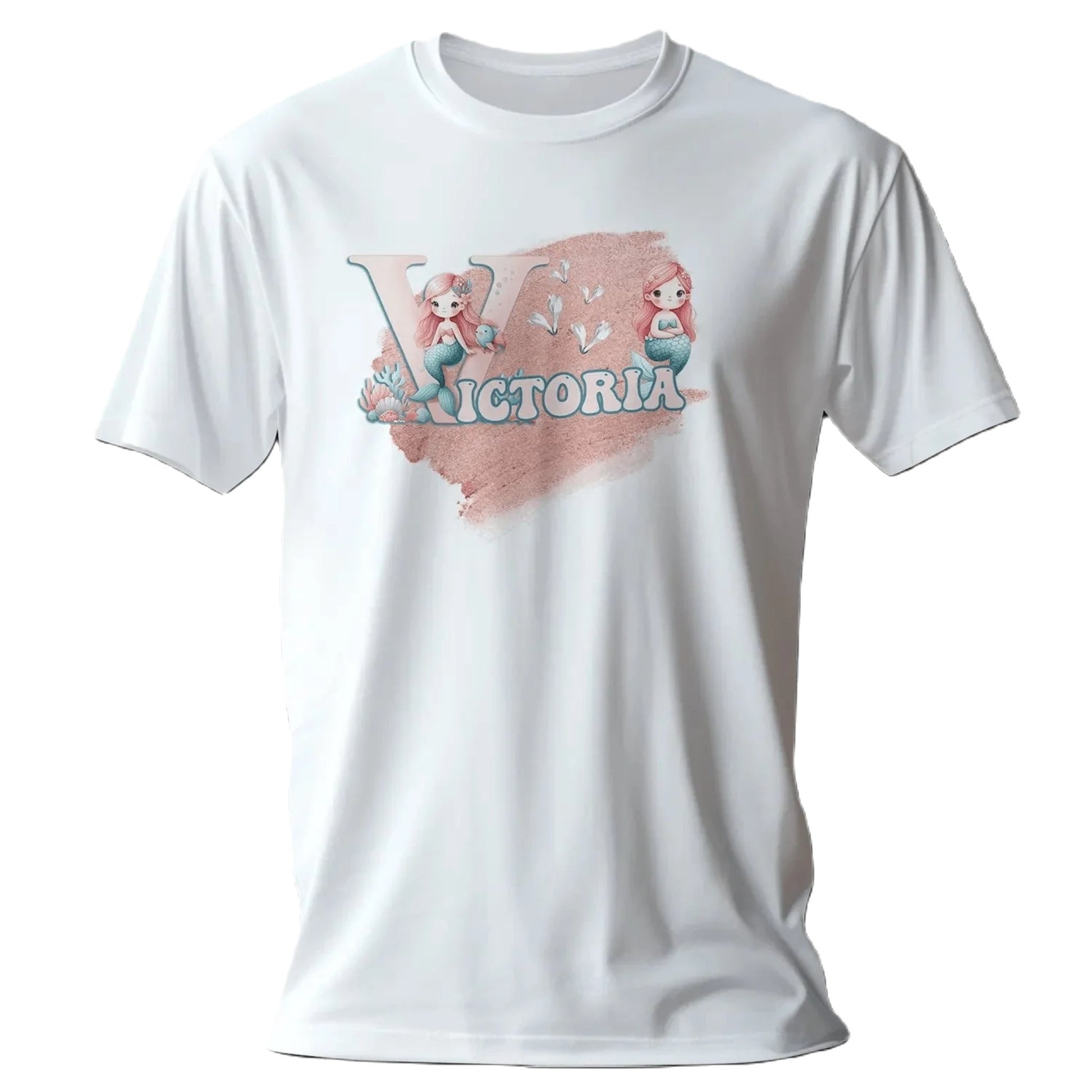 T shirt personnalisé fille – Prénom imprimé avec design 2 sirènes - MiniLook