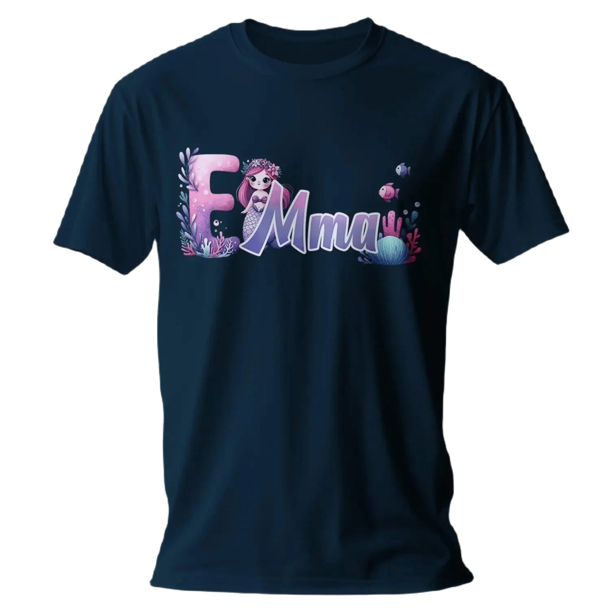 T shirt personnalisé fille – Prénom imprimé avec design unique de sirène de mer - MiniLook