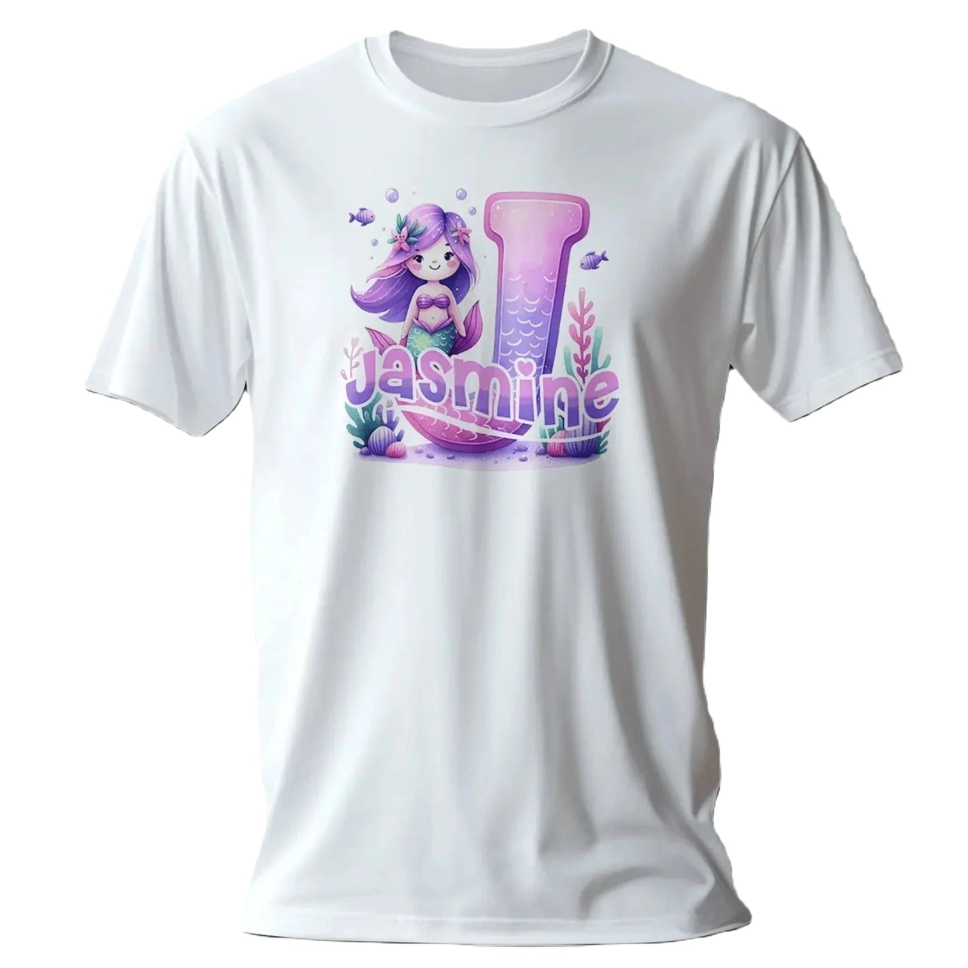 T shirt personnalisé fille – Sirène avec initiale et prénom - MiniLook