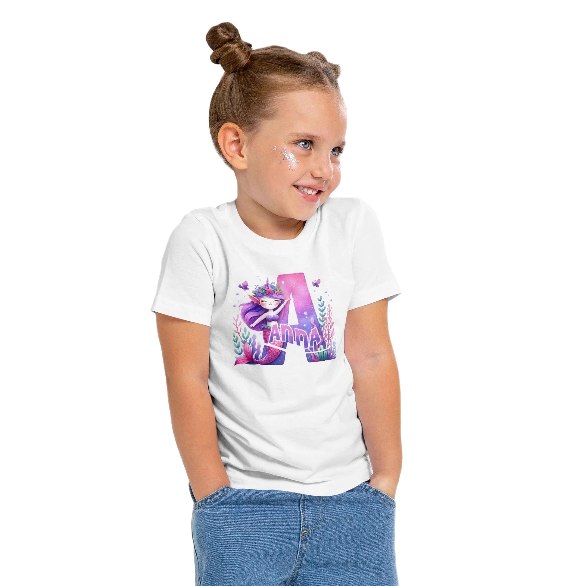 T shirt personnalisé fille – Sirène avec initiale et prénom - MiniLook