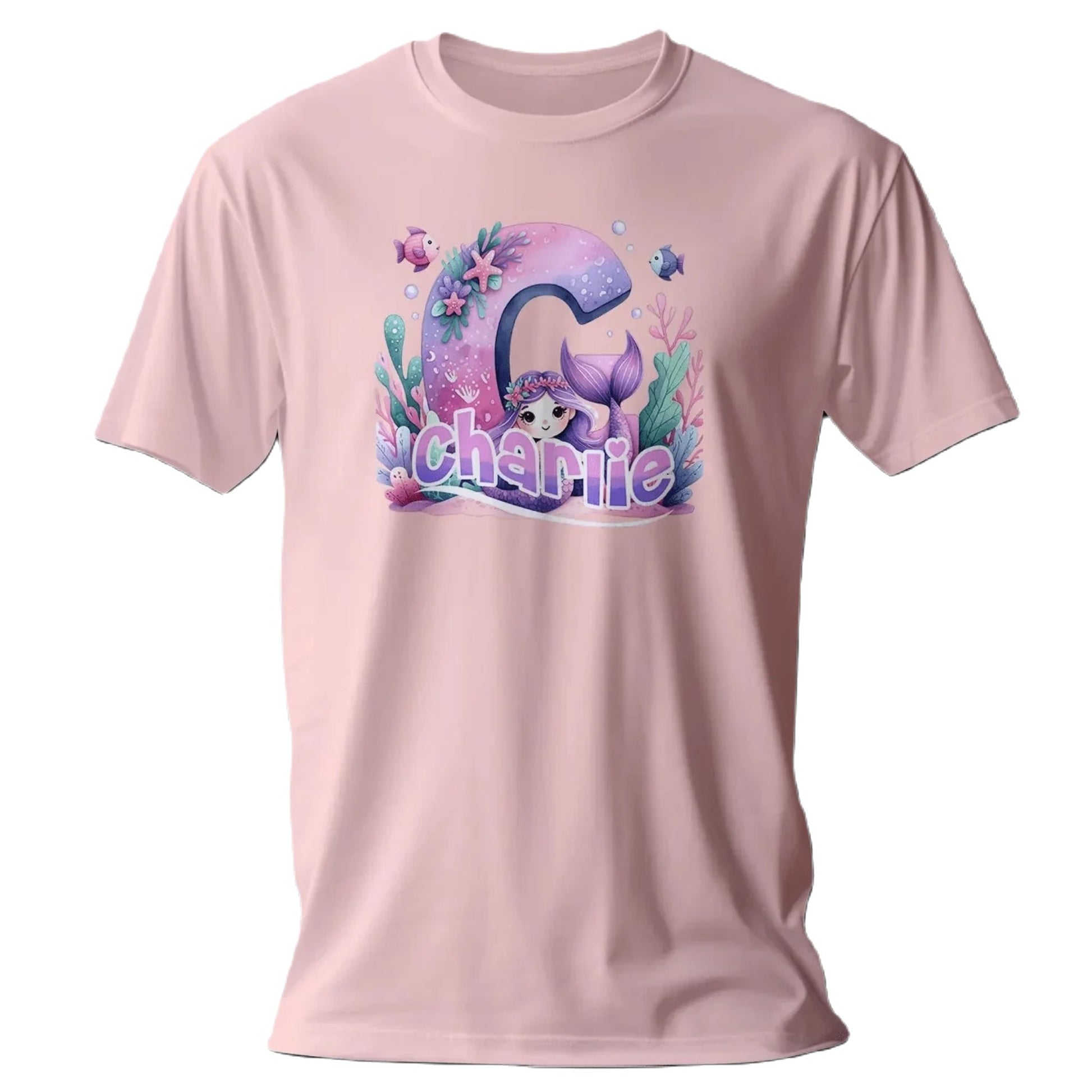 T shirt personnalisé fille – Sirène avec initiale et prénom - MiniLook