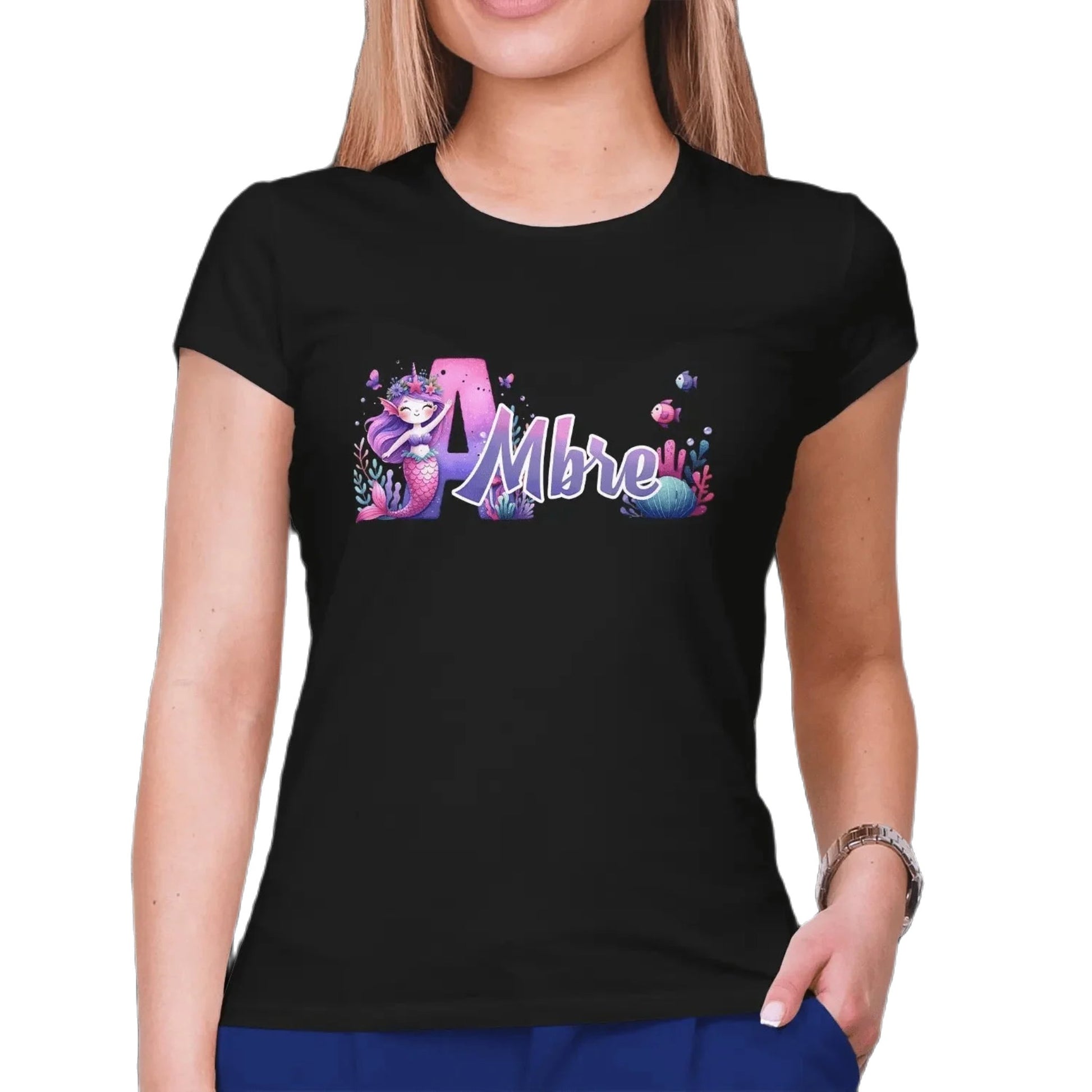 T shirt personnalisé fille – Sirène sous l'eau avec prénom - MiniLook