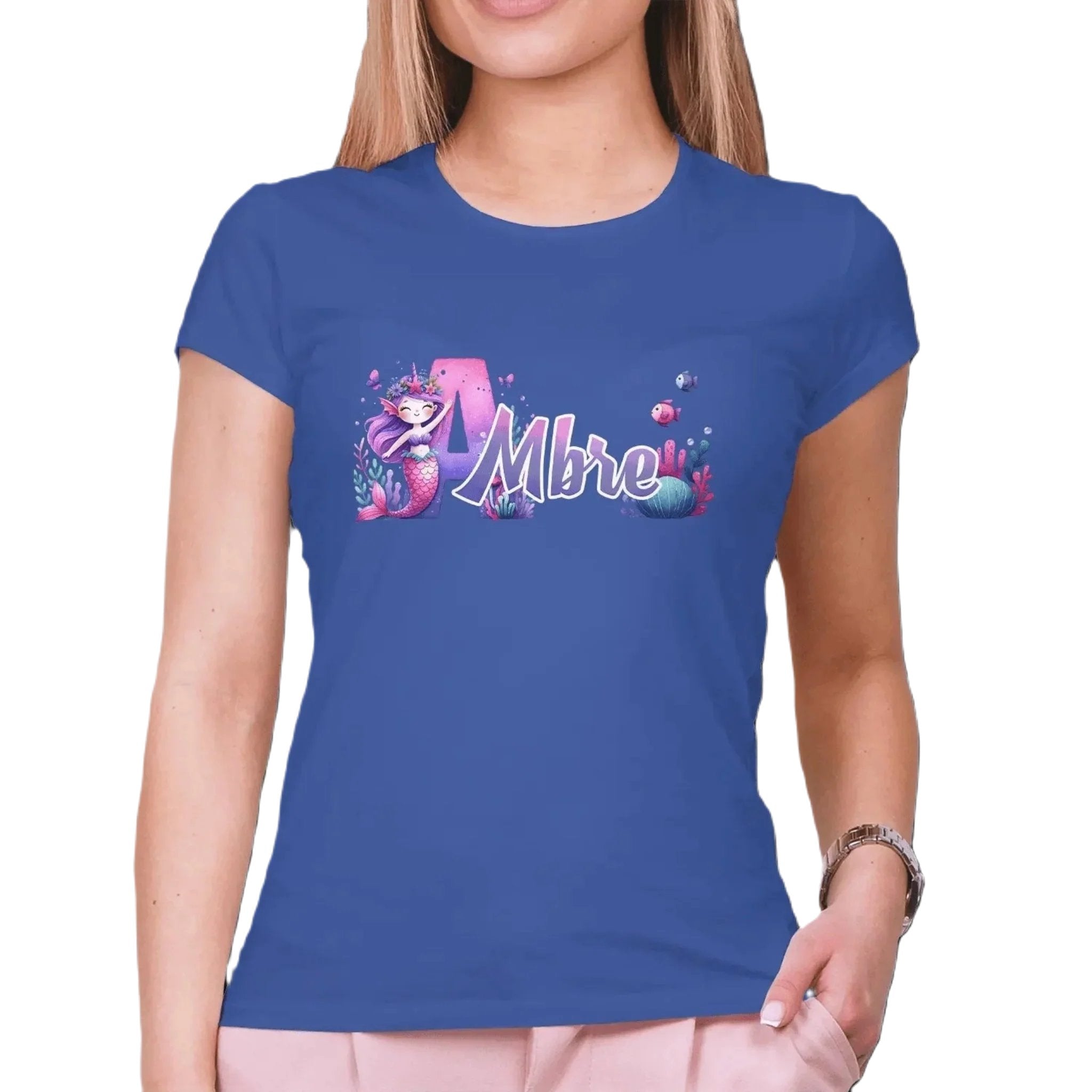 T shirt personnalisé fille – Sirène sous l'eau avec prénom - MiniLook