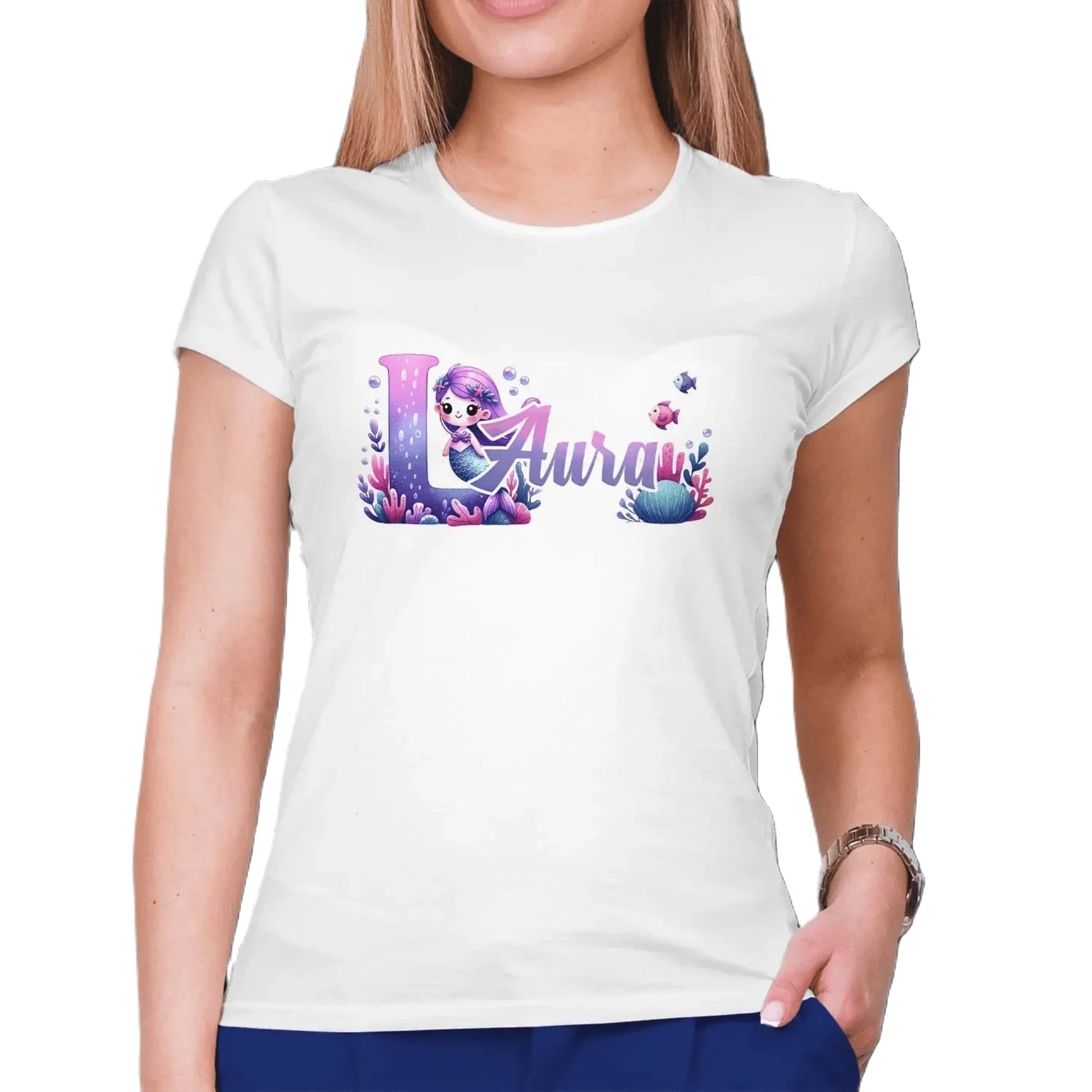 T shirt personnalisé fille – Sirène sous l'eau avec prénom - MiniLook