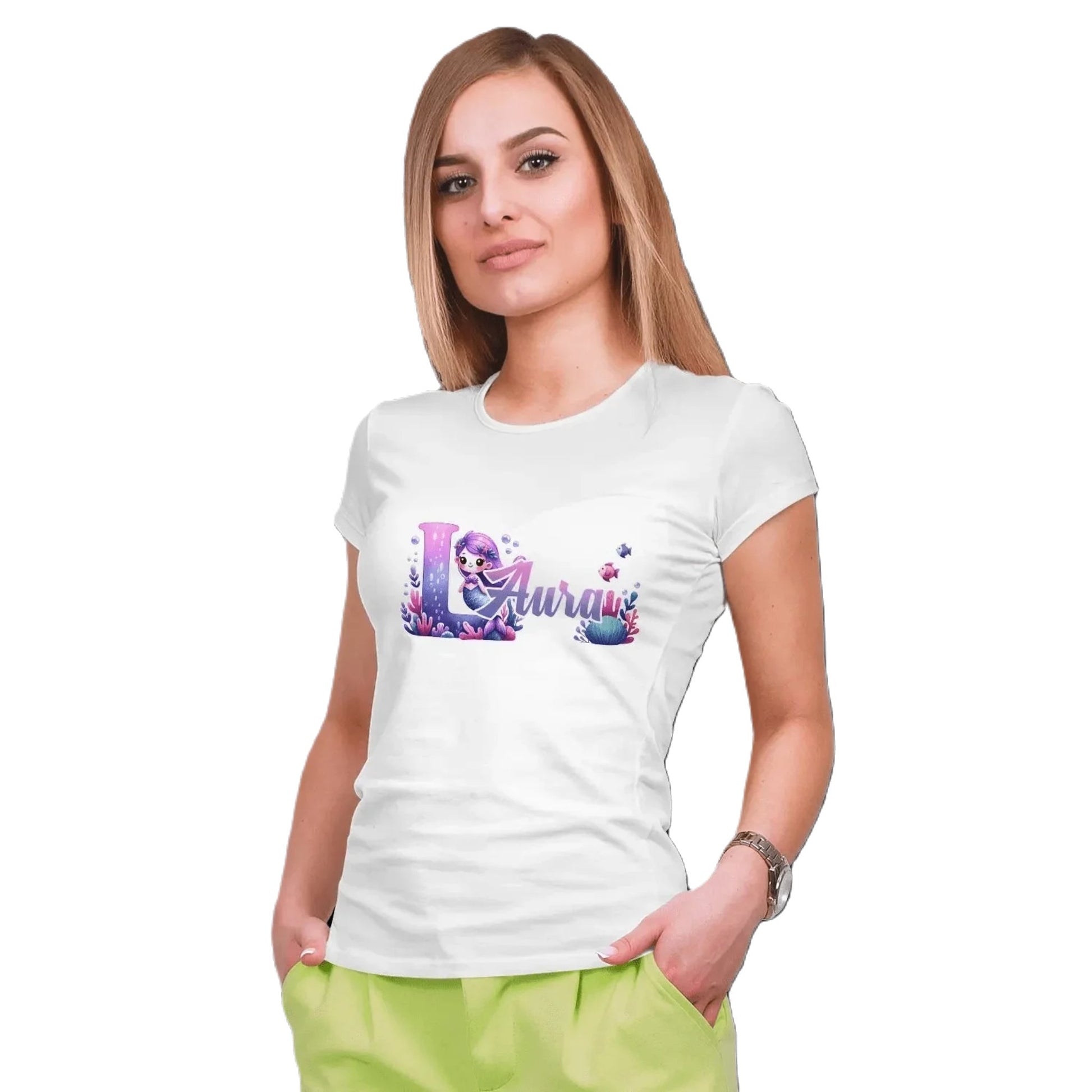 T shirt personnalisé fille – Sirène sous l'eau avec prénom - MiniLook