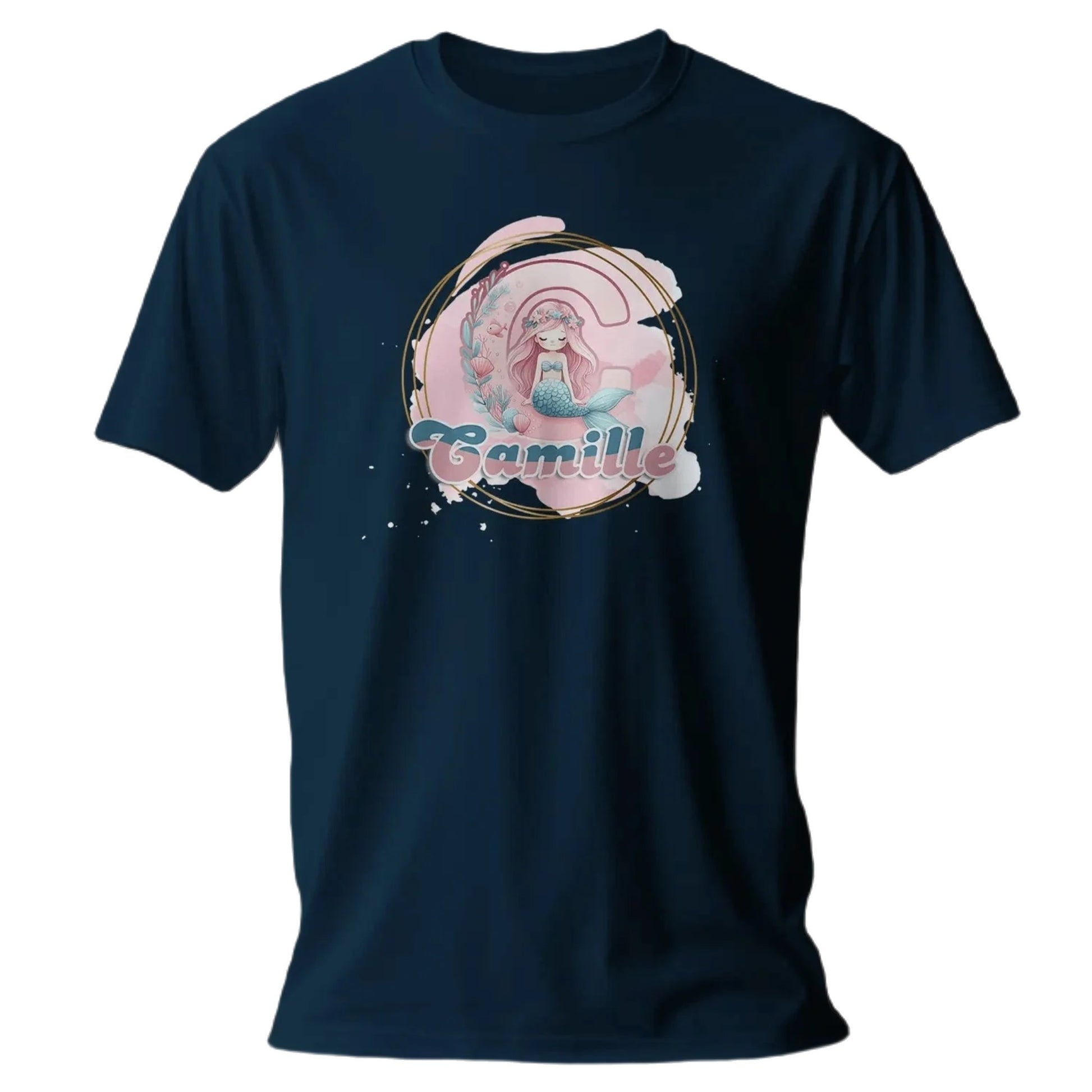 T shirt personnalisé fille – Sirène sous l'eau avec prénom et initiale imprimés - MiniLook