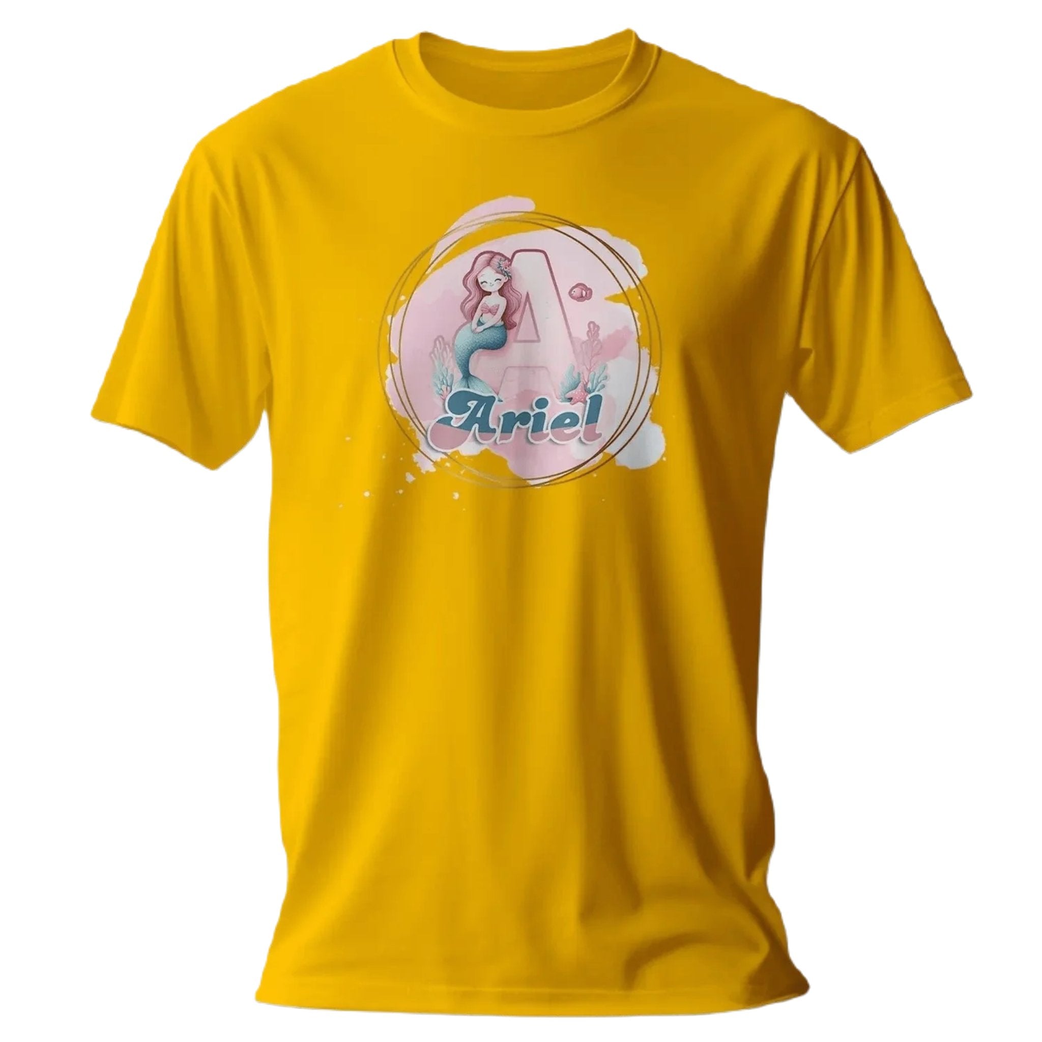 T shirt personnalisé fille – Sirène sous l'eau avec prénom et initiale imprimés - MiniLook