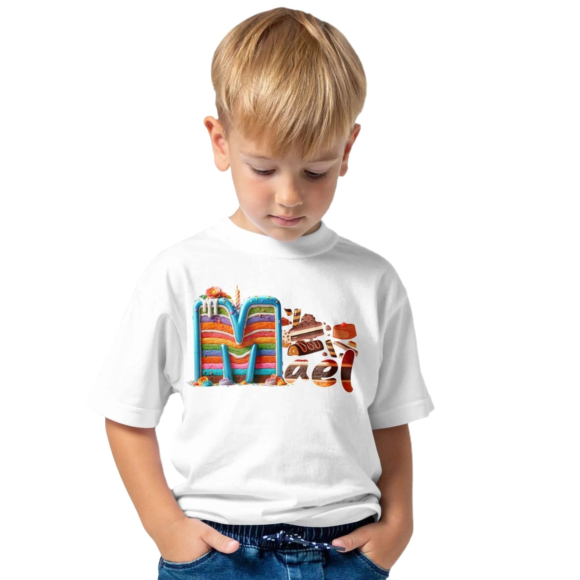 T shirt personnalisé garçon – Design gâteau pâtisserie avec prénom - MiniLook