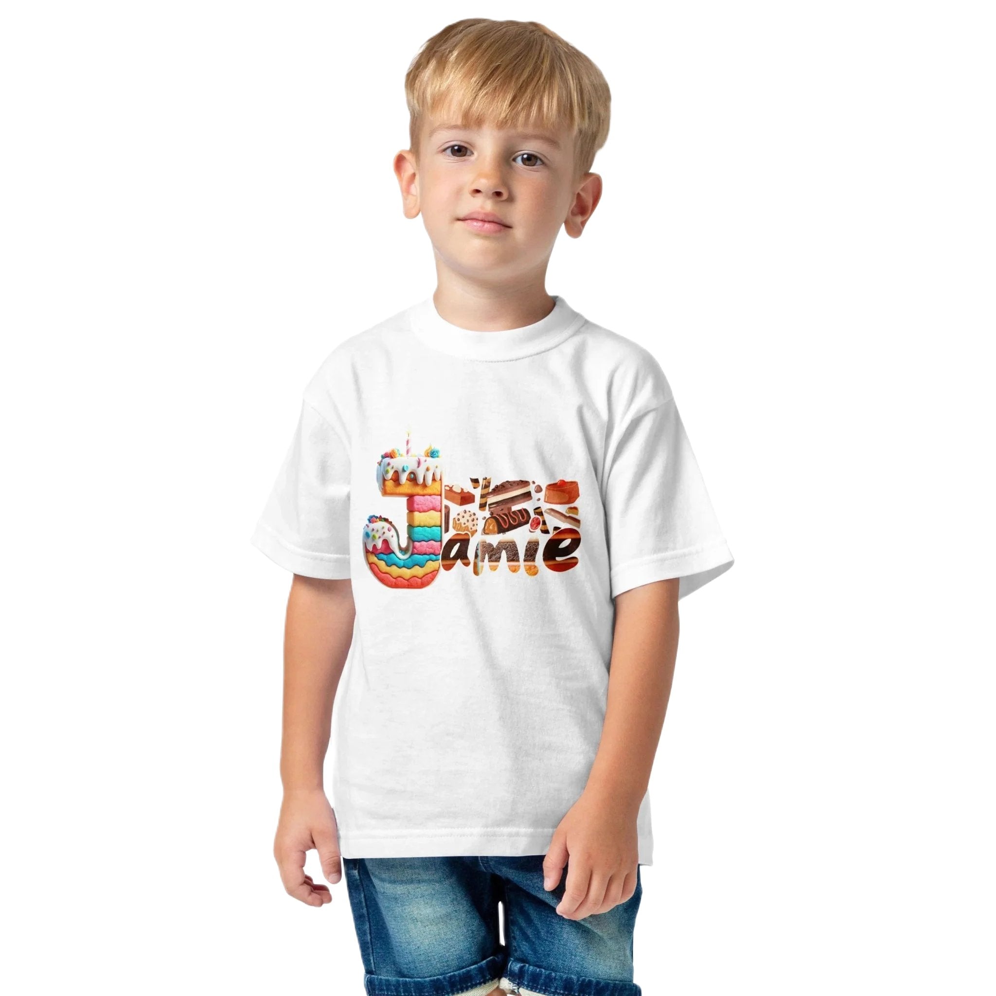 T shirt personnalisé garçon – Design gâteau pâtisserie avec prénom - MiniLook