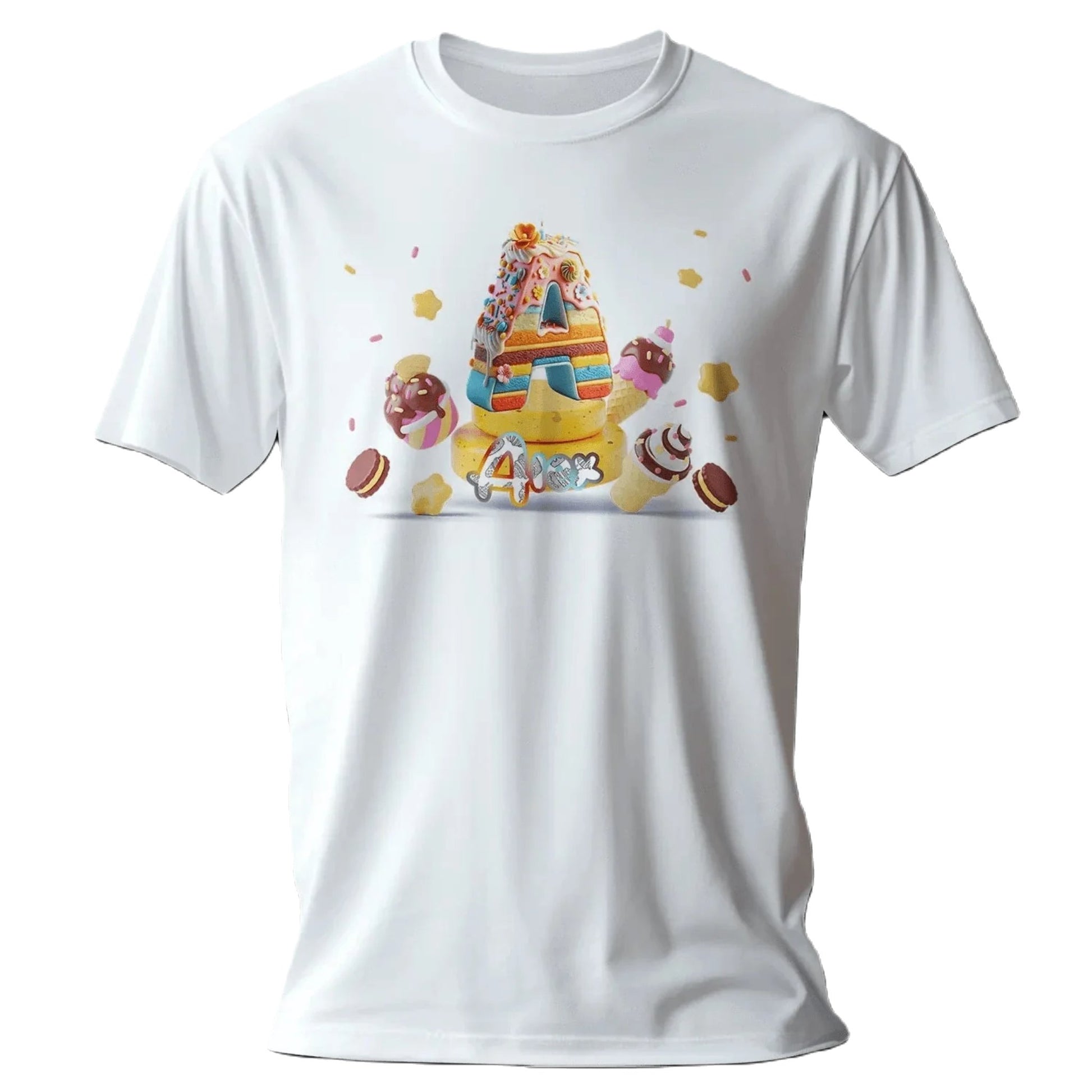 T shirt personnalisé garçon – Motif pâtisserie avec prénom et initiale - MiniLook