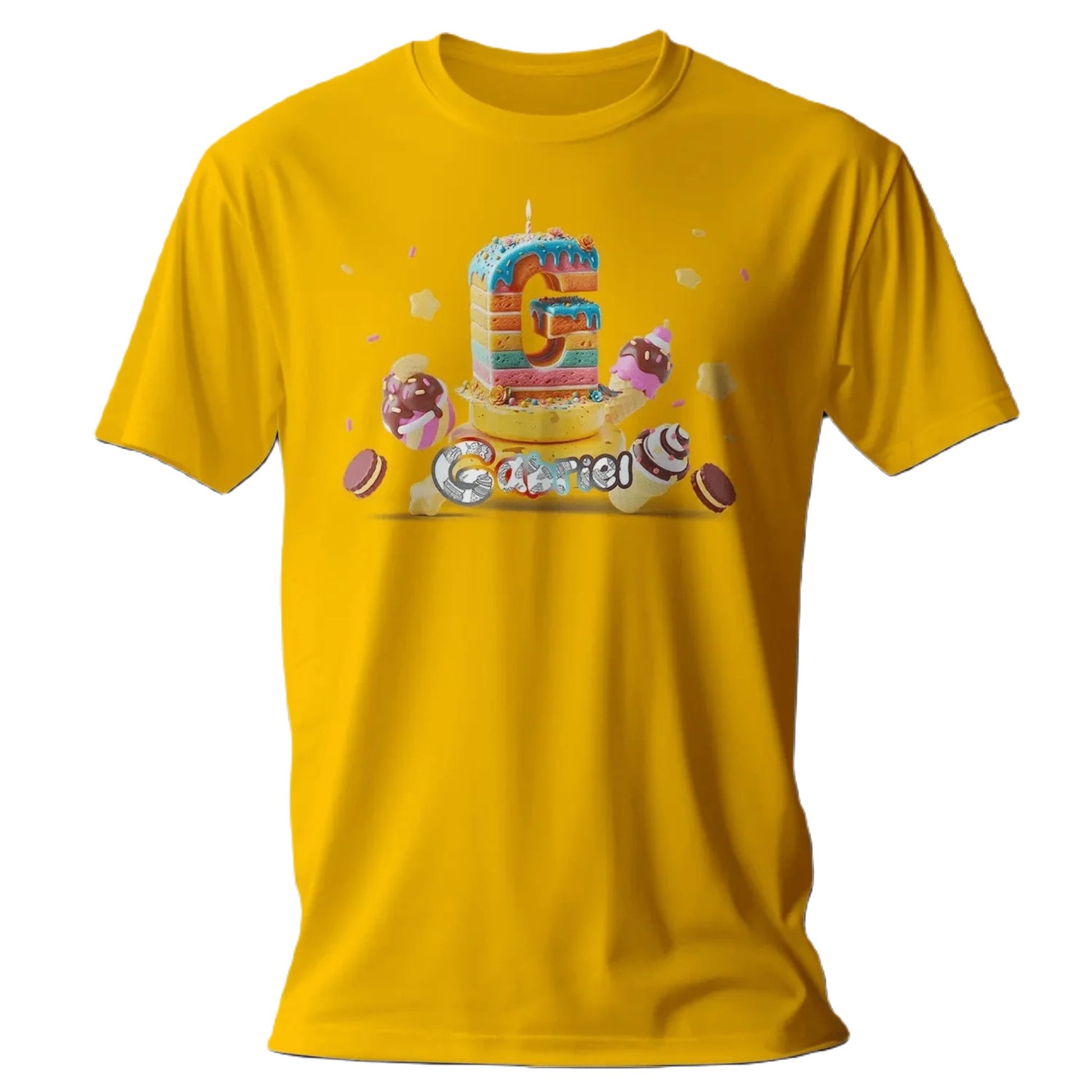 T shirt personnalisé garçon – Motif pâtisserie avec prénom et initiale - MiniLook