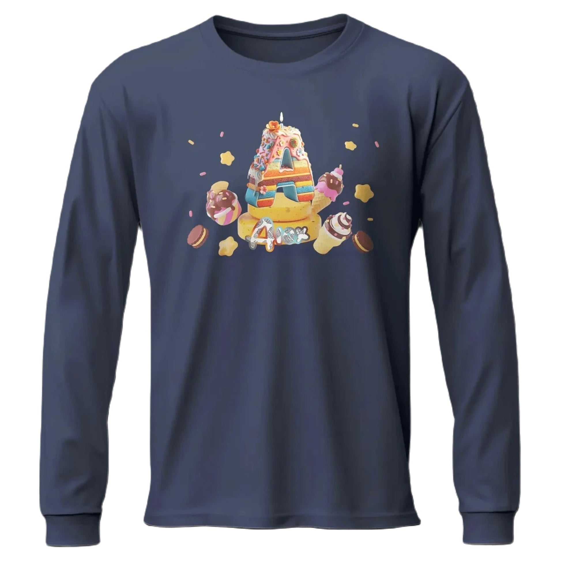 T shirt personnalisé garçon – Motif pâtisserie avec prénom et initiale - MiniLook