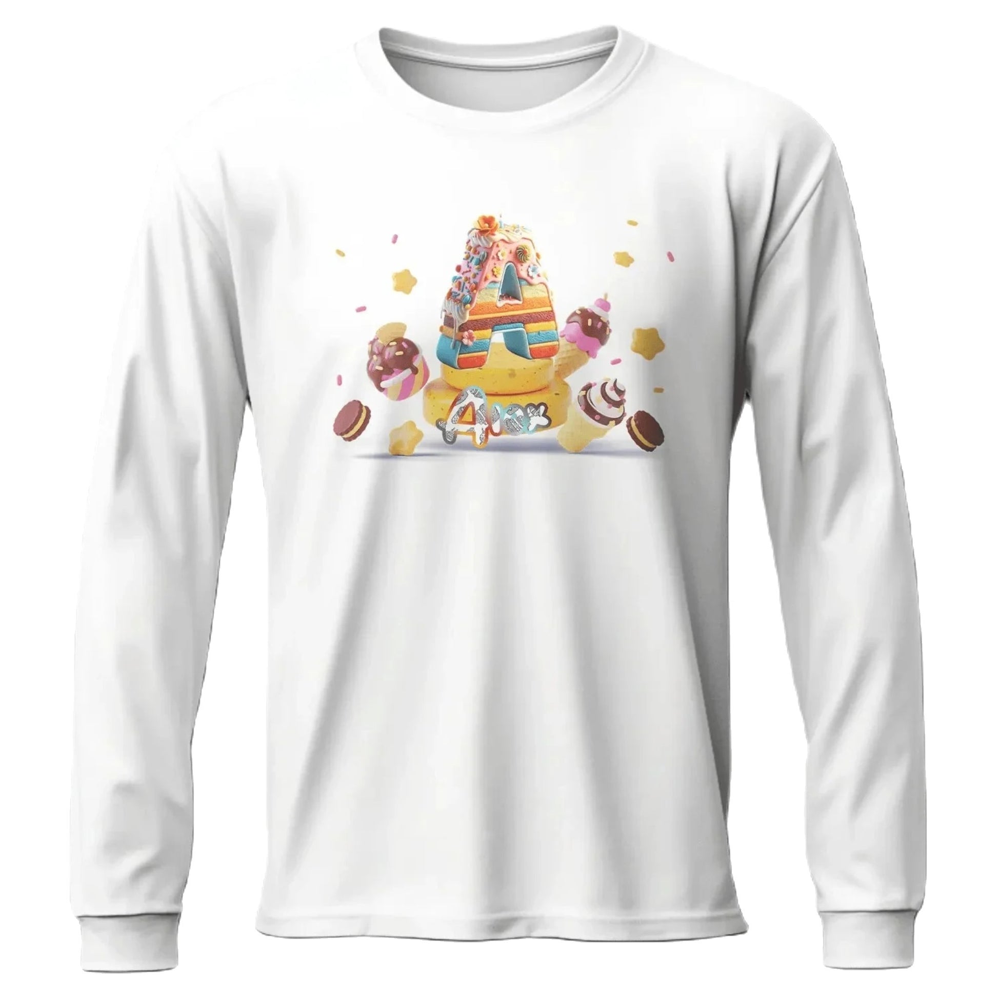 T shirt personnalisé garçon – Motif pâtisserie avec prénom et initiale - MiniLook