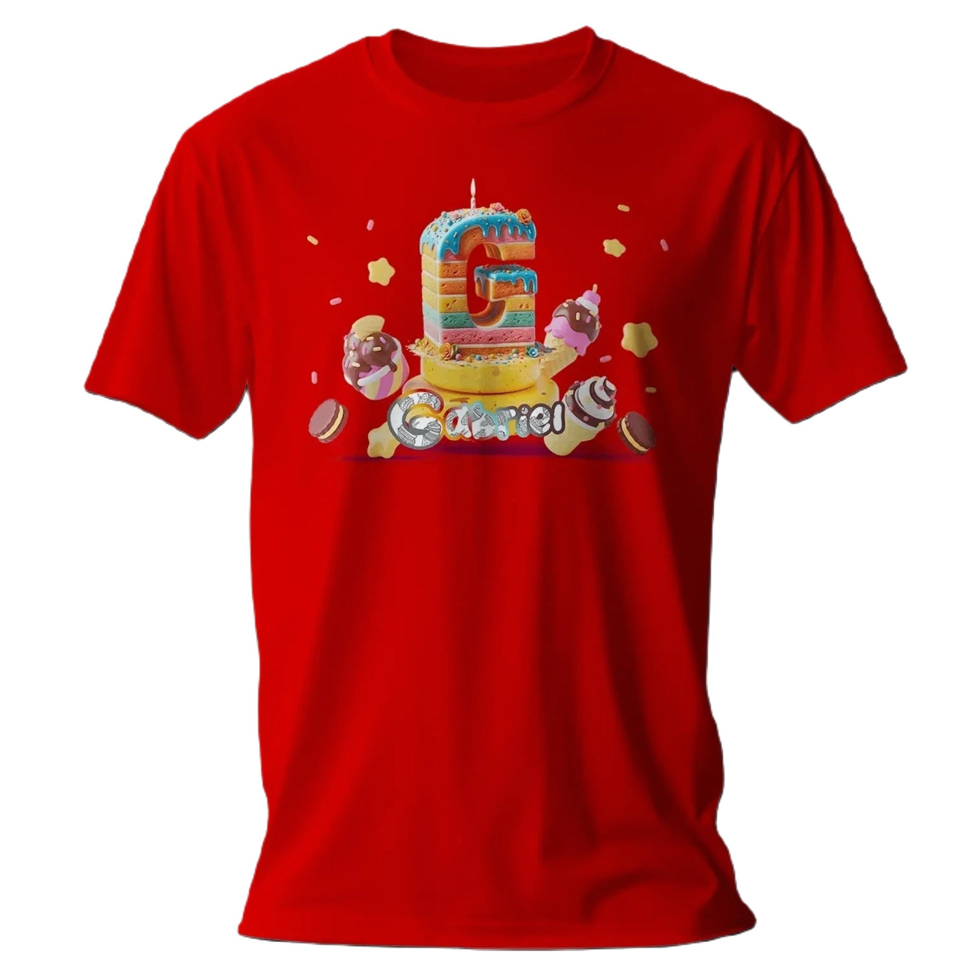 T shirt personnalisé garçon – Motif pâtisserie avec prénom et initiale - MiniLook