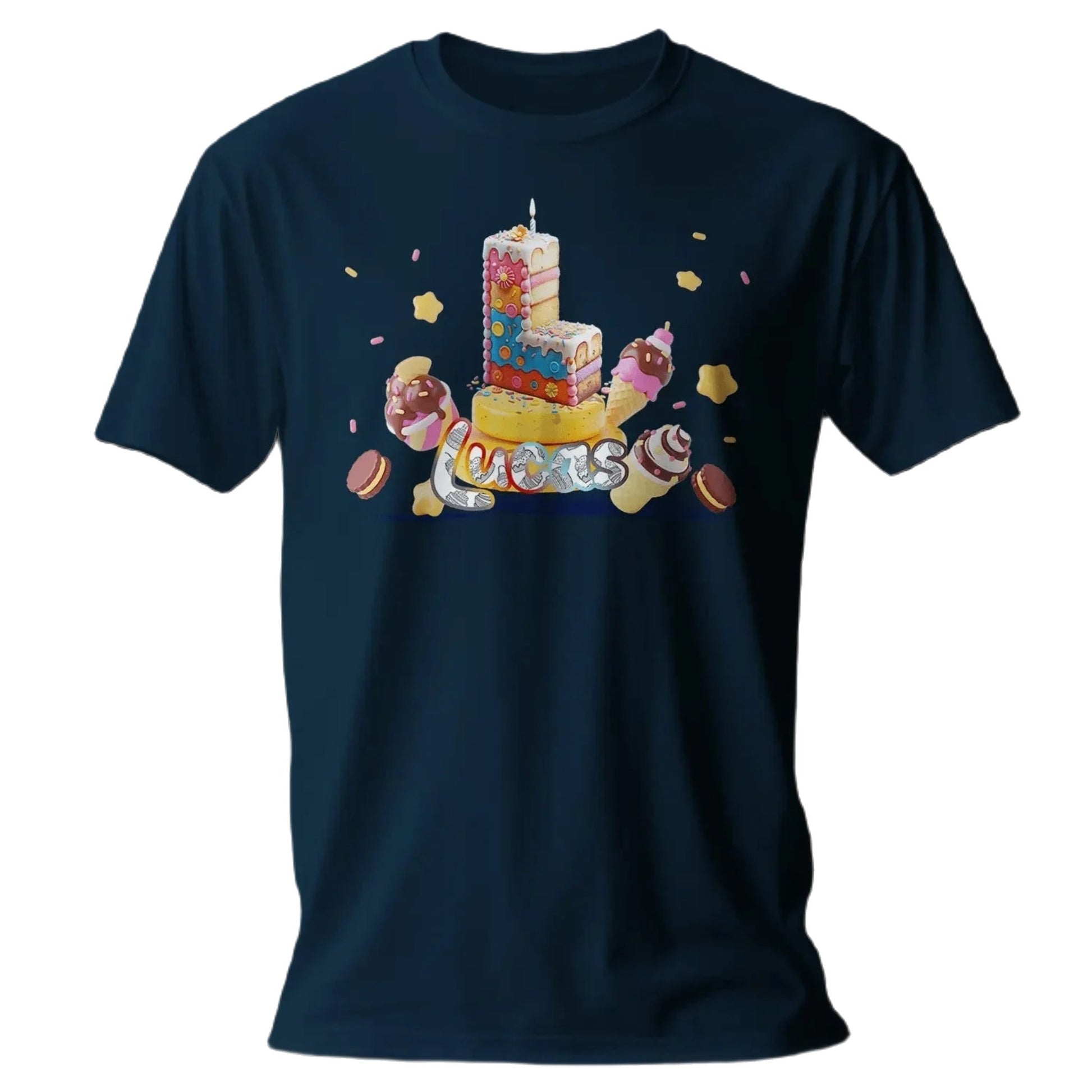 T shirt personnalisé garçon – Motif pâtisserie avec prénom et initiale - MiniLook