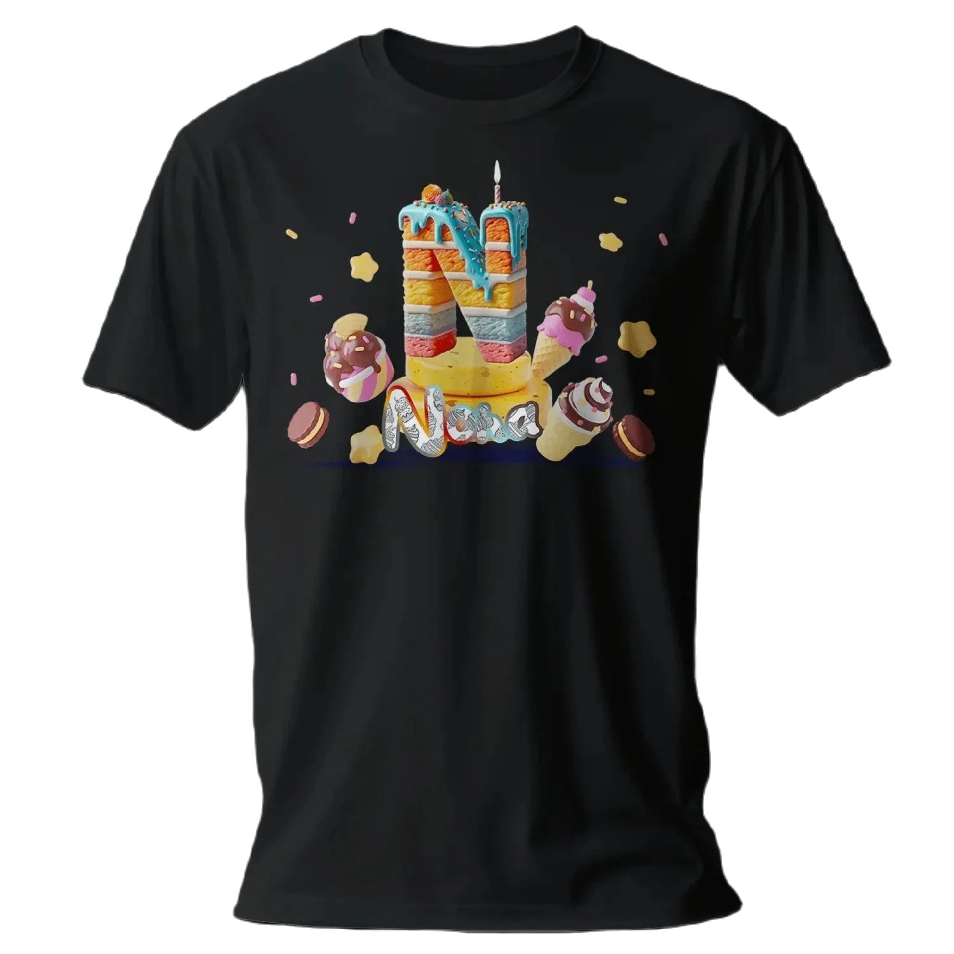 T shirt personnalisé garçon – Motif pâtisserie avec prénom et initiale - MiniLook