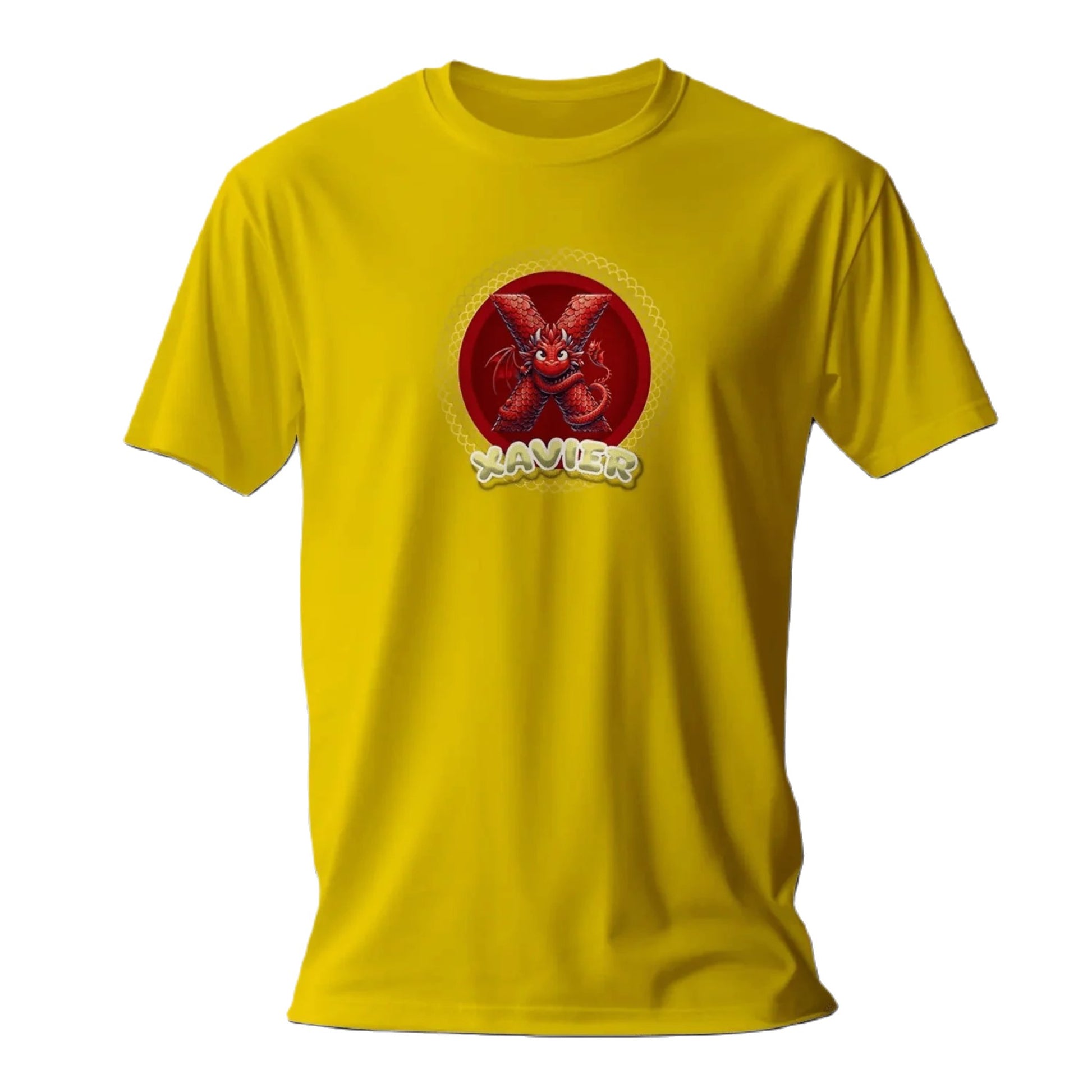 T shirt personnalisé garçon – Prénom et initiale avec design dragon rond - MiniLook