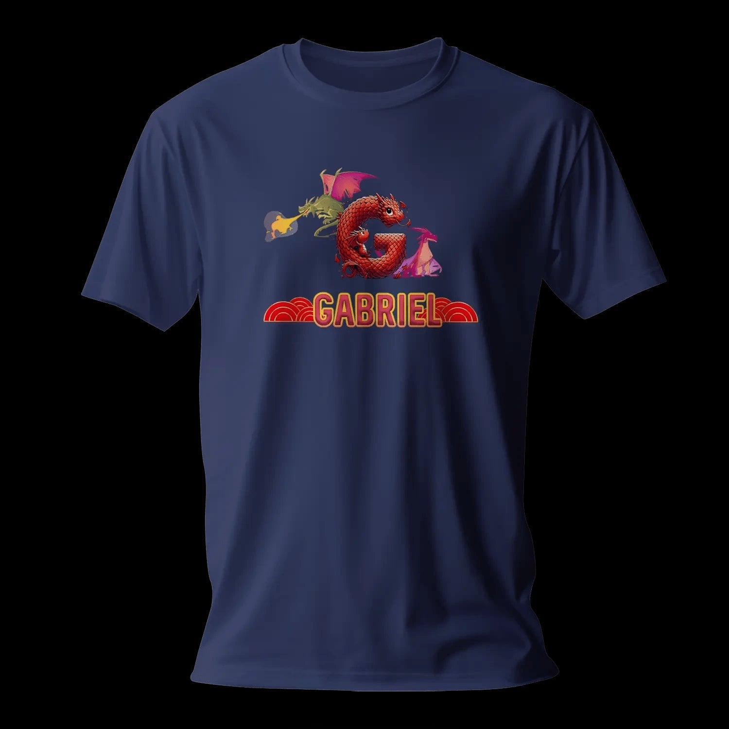 T shirt personnalisé garçon – Prénom et initiale avec design dragons et feu - MiniLook