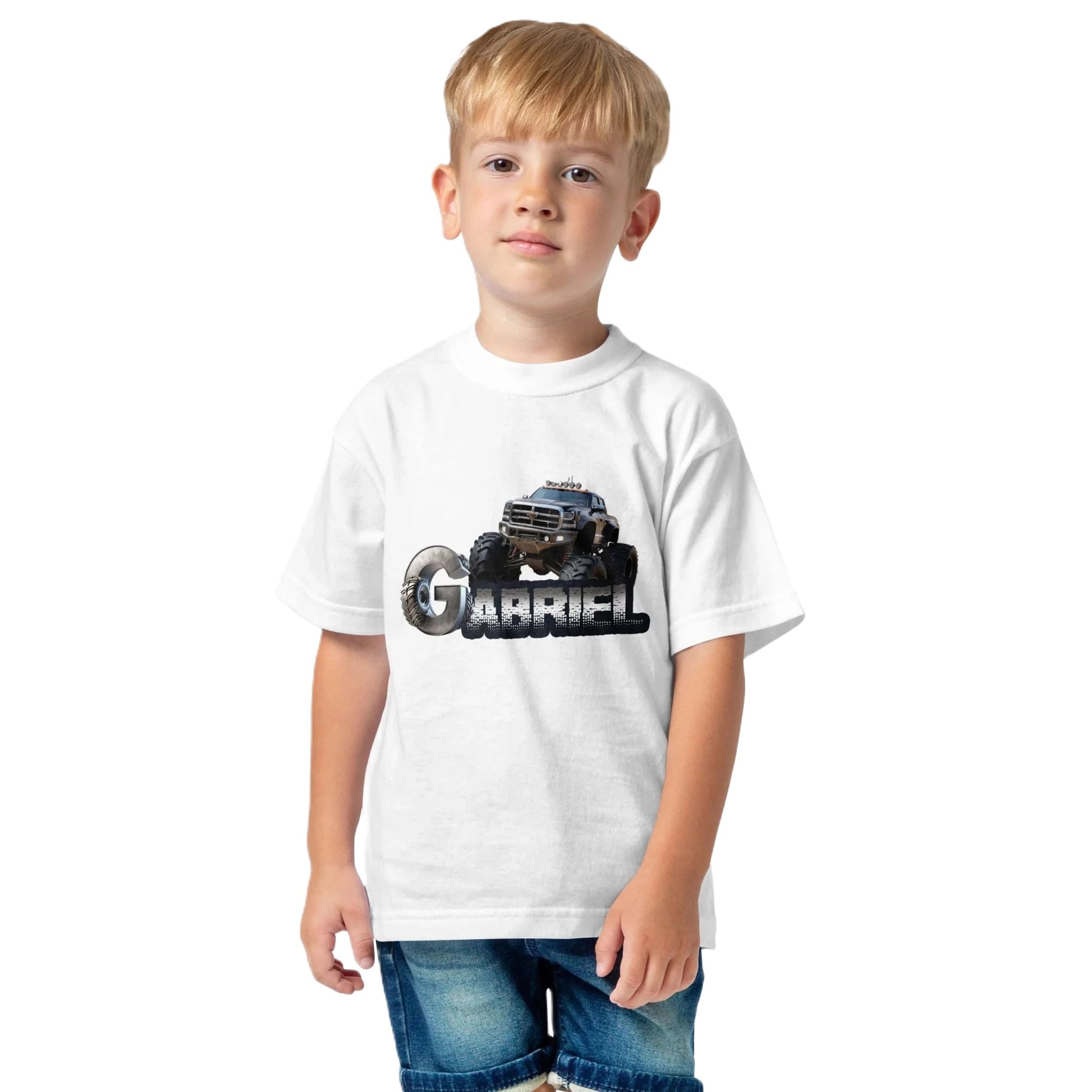 T shirt personnalisé garçon – Voiture de course avec nom - MiniLook