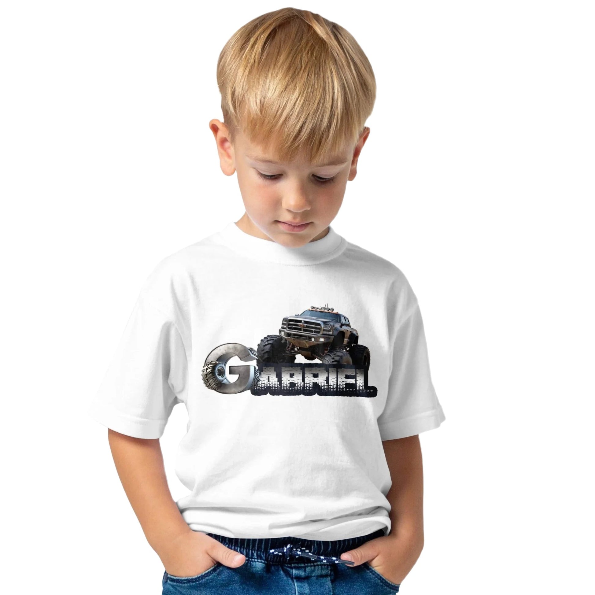 T shirt personnalisé garçon – Voiture de course avec nom - MiniLook