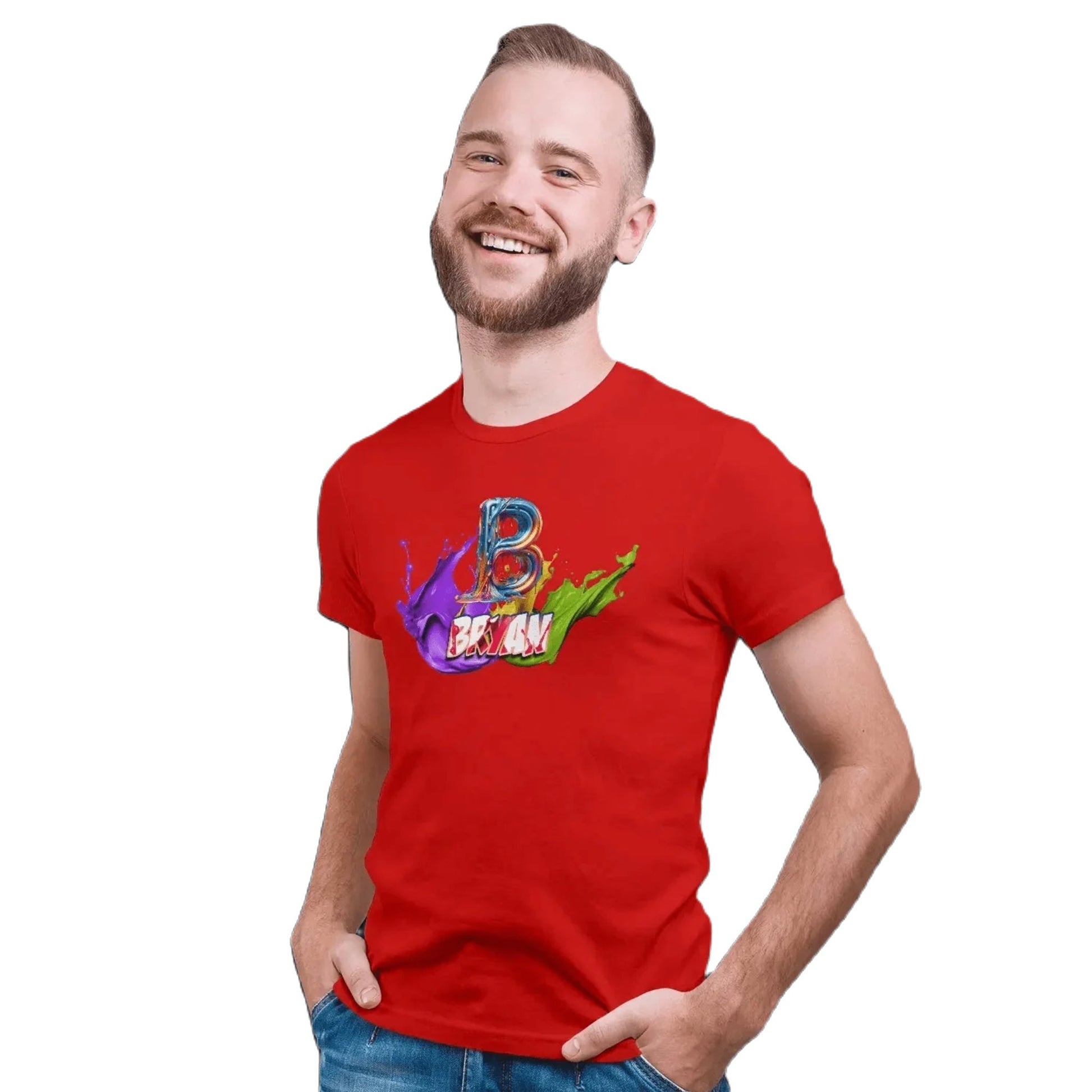 T shirt personnalisé homme – Initiale et prénom avec design peinture splash - MiniLook