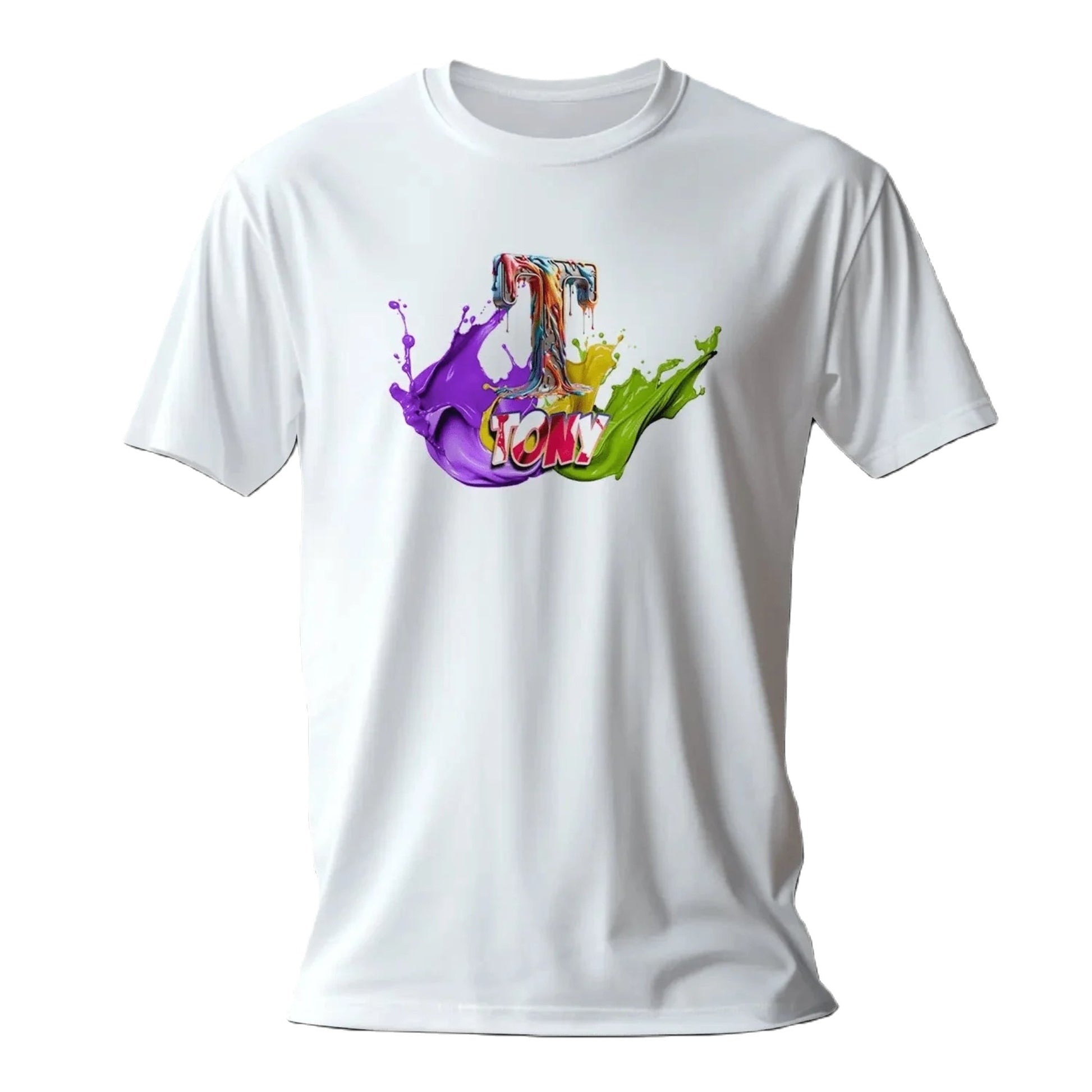 T shirt personnalisé homme – Initiale et prénom avec design peinture splash - MiniLook