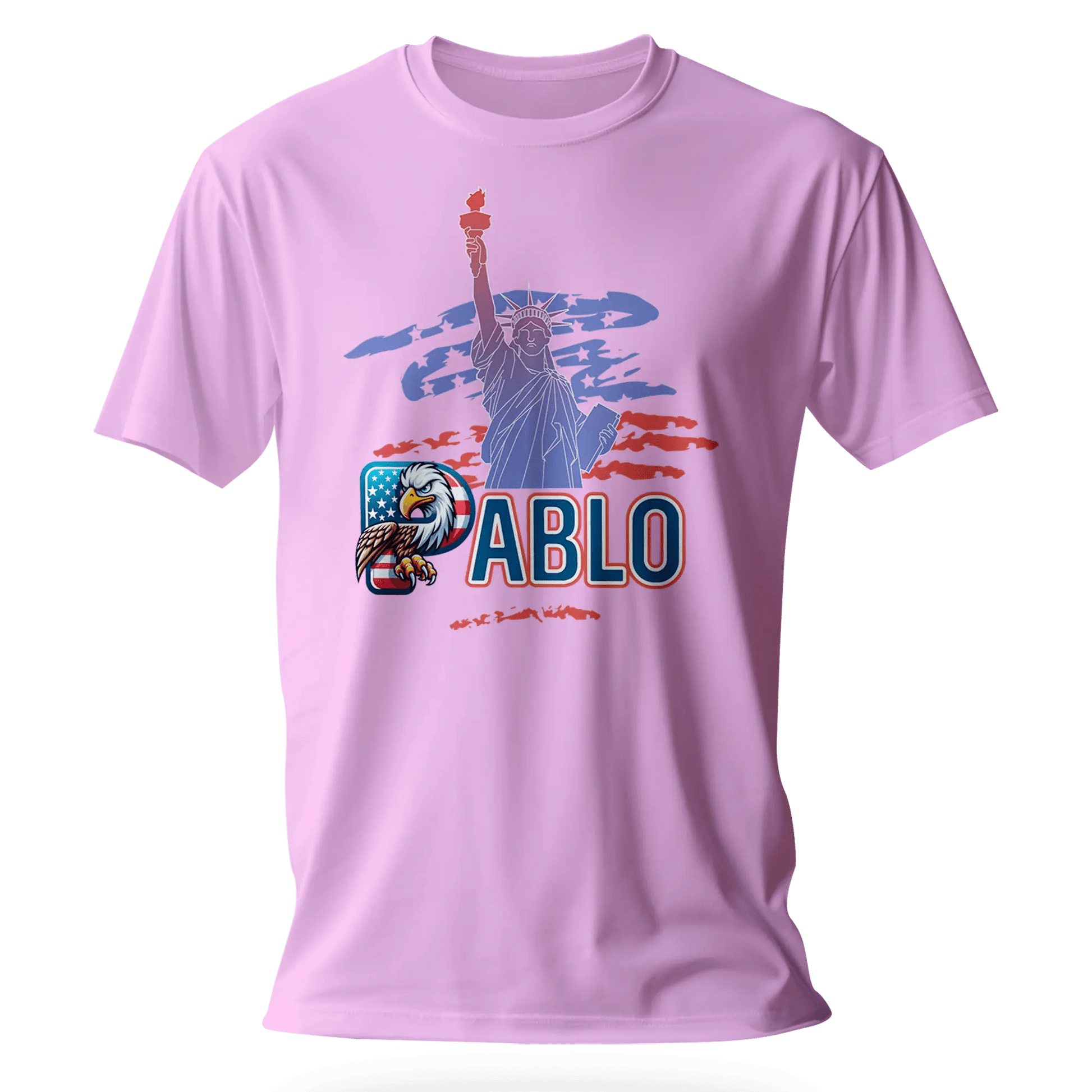 T-shirt personnalisé - Motif aigle avec drapeau américain de la Statue de la Liberté - MiniLook