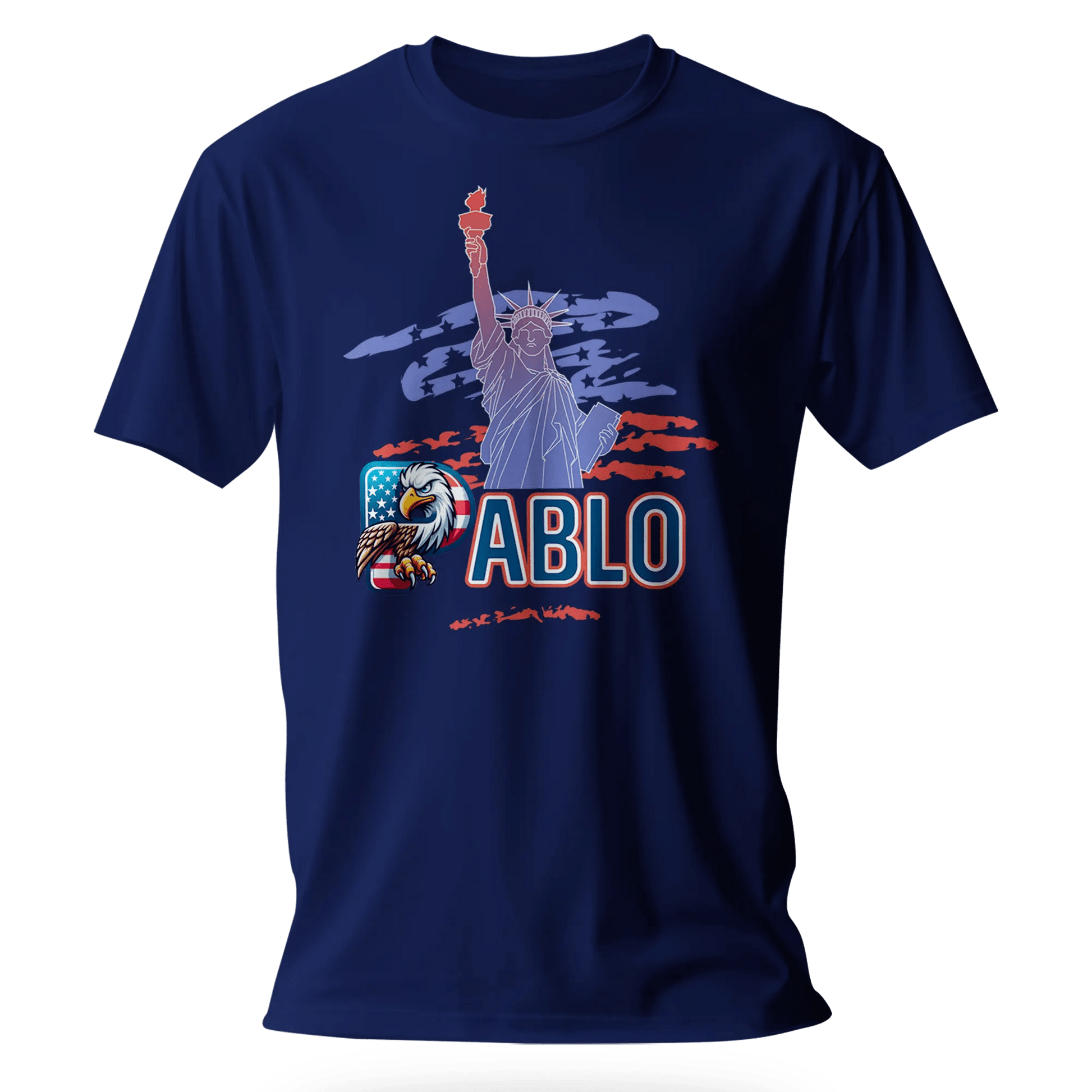 T-shirt personnalisé - Motif aigle avec drapeau américain de la Statue de la Liberté - MiniLook