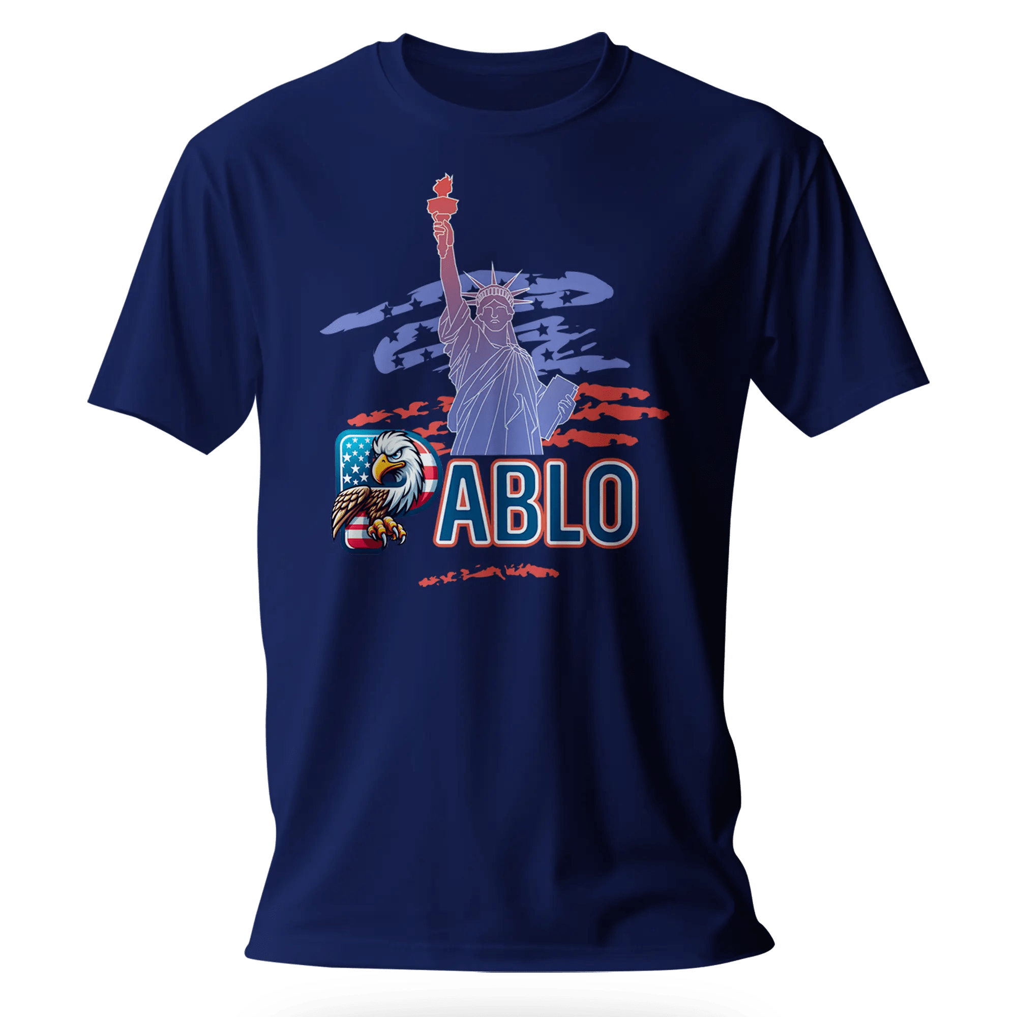 T-shirt personnalisé - Motif aigle avec drapeau américain de la Statue de la Liberté - MiniLook