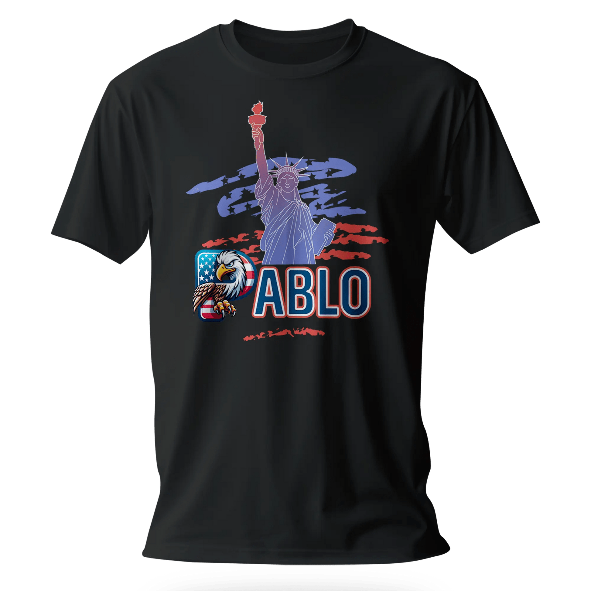 T-shirt personnalisé - Motif aigle avec drapeau américain de la Statue de la Liberté - MiniLook