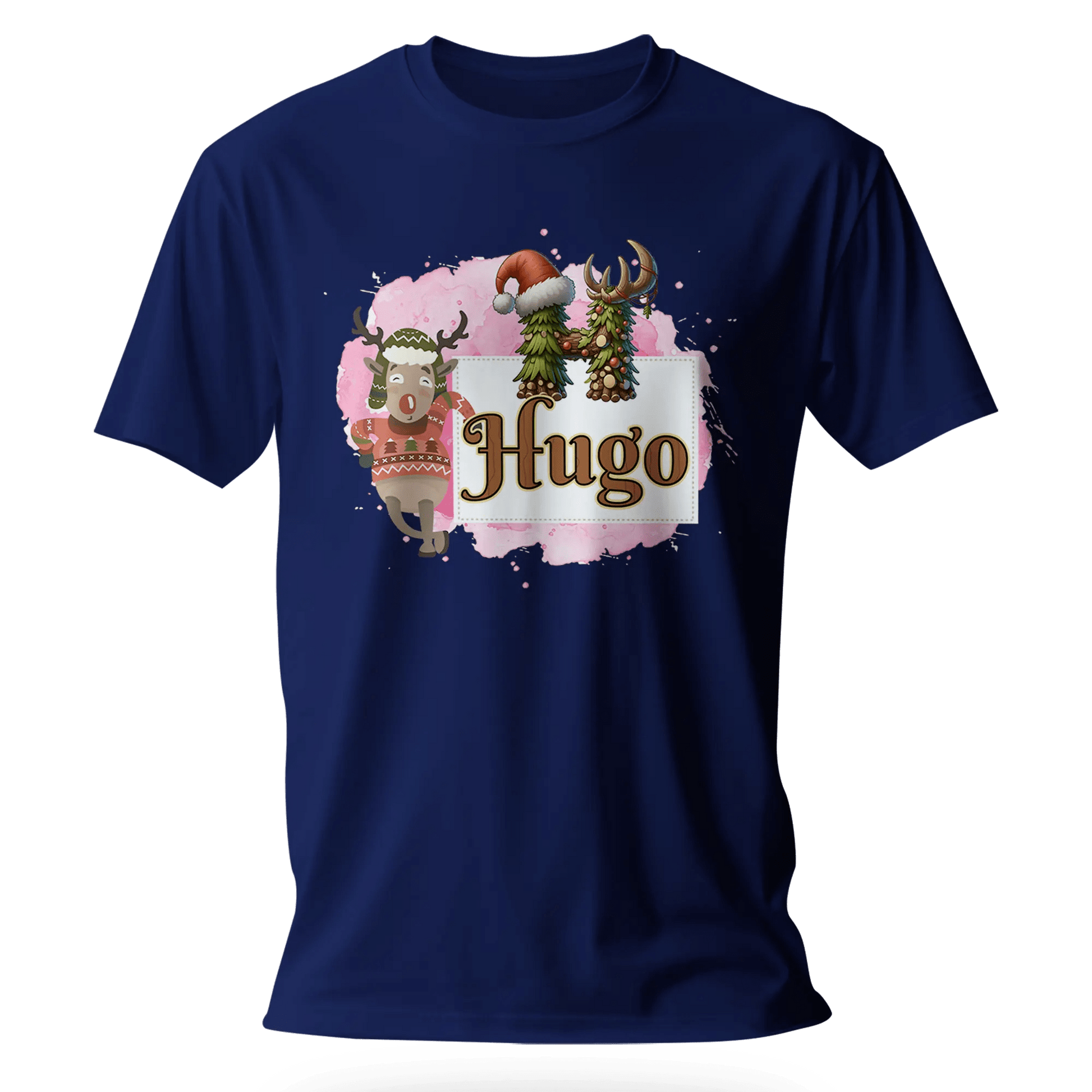 T-shirt personnalisé motif cerf de Noël - Initiale et prénom - MiniLook