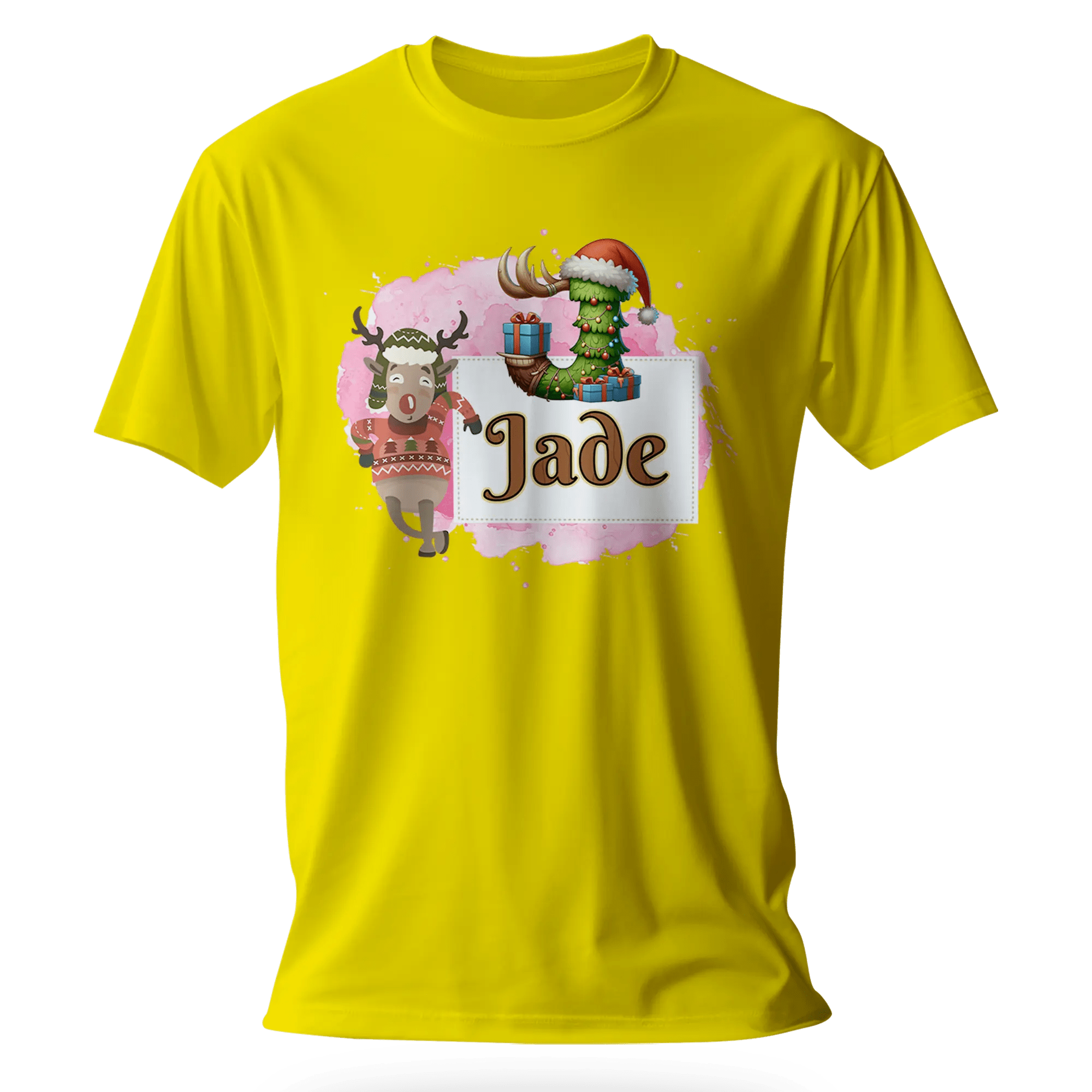 T-shirt personnalisé motif cerf de Noël pour fille - Initiale et prénom - MiniLook