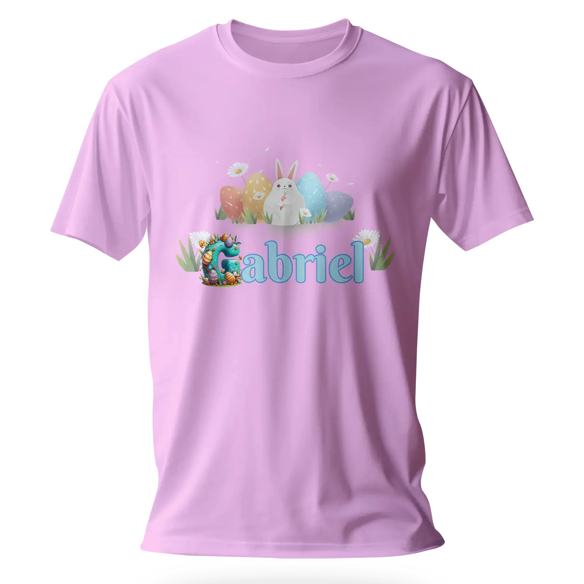 T-shirt personnalisé motif fleurs et lapins de Pâques - Prénom - MiniLook