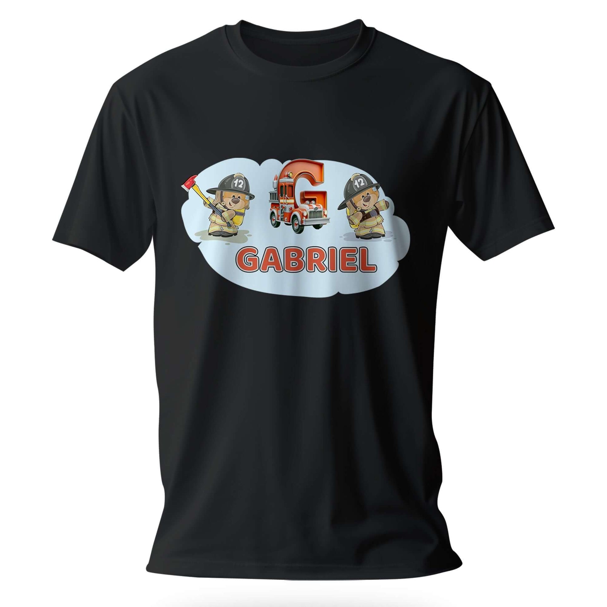 T-shirt personnalisé pour chiot pompier - Initiale et prénom - MiniLook