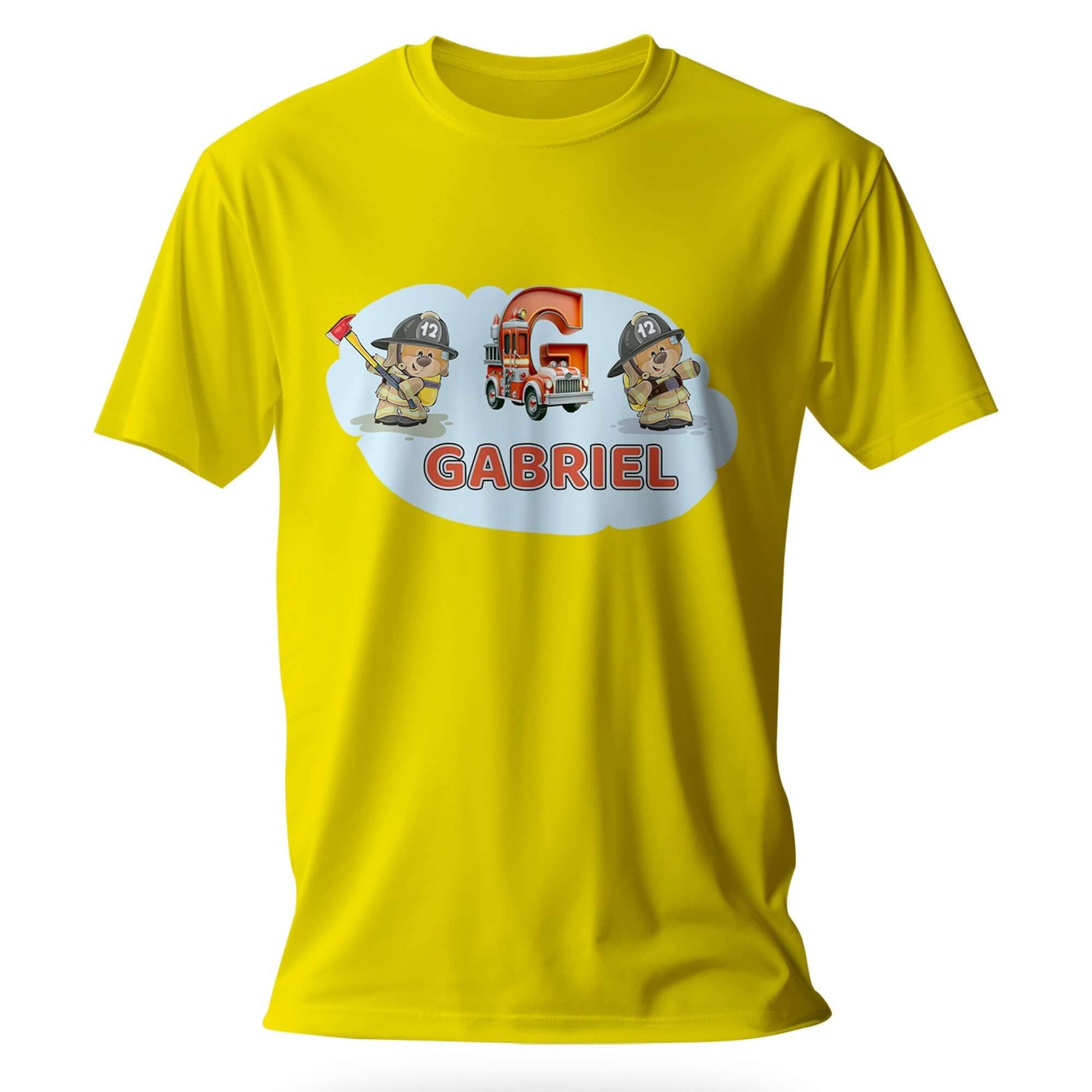 T-shirt personnalisé pour chiot pompier - Initiale et prénom - MiniLook