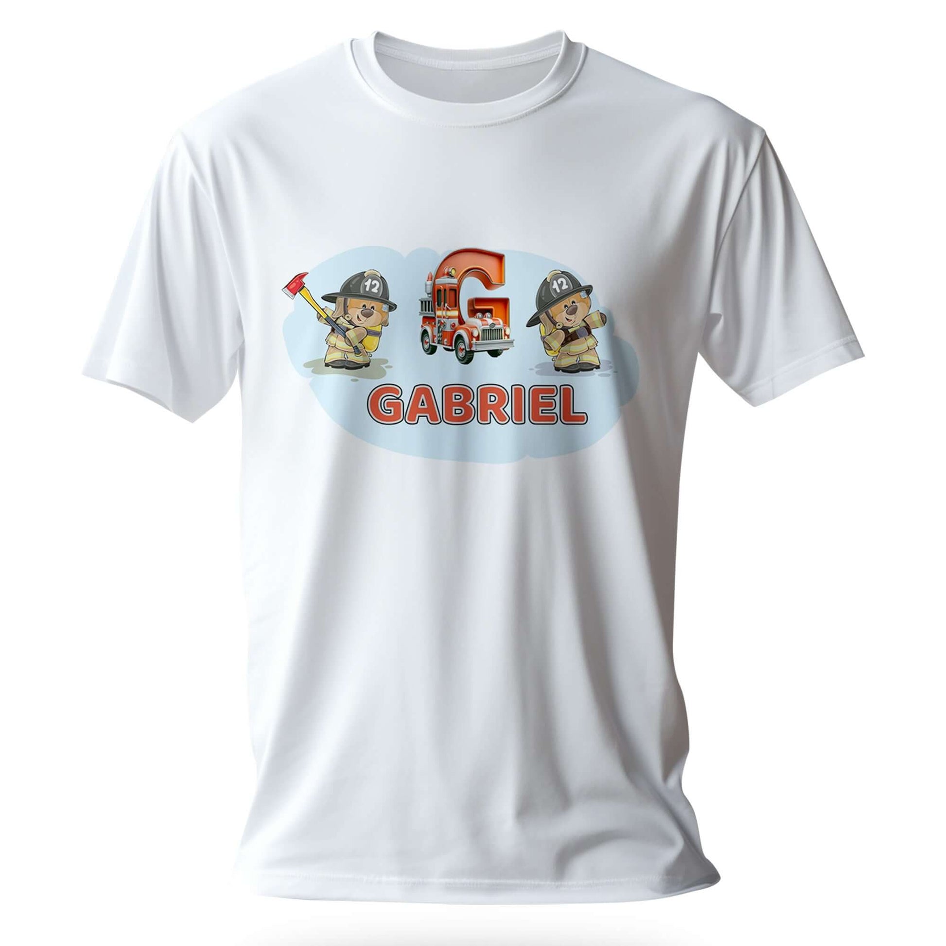 T-shirt personnalisé pour chiot pompier - Initiale et prénom - MiniLook