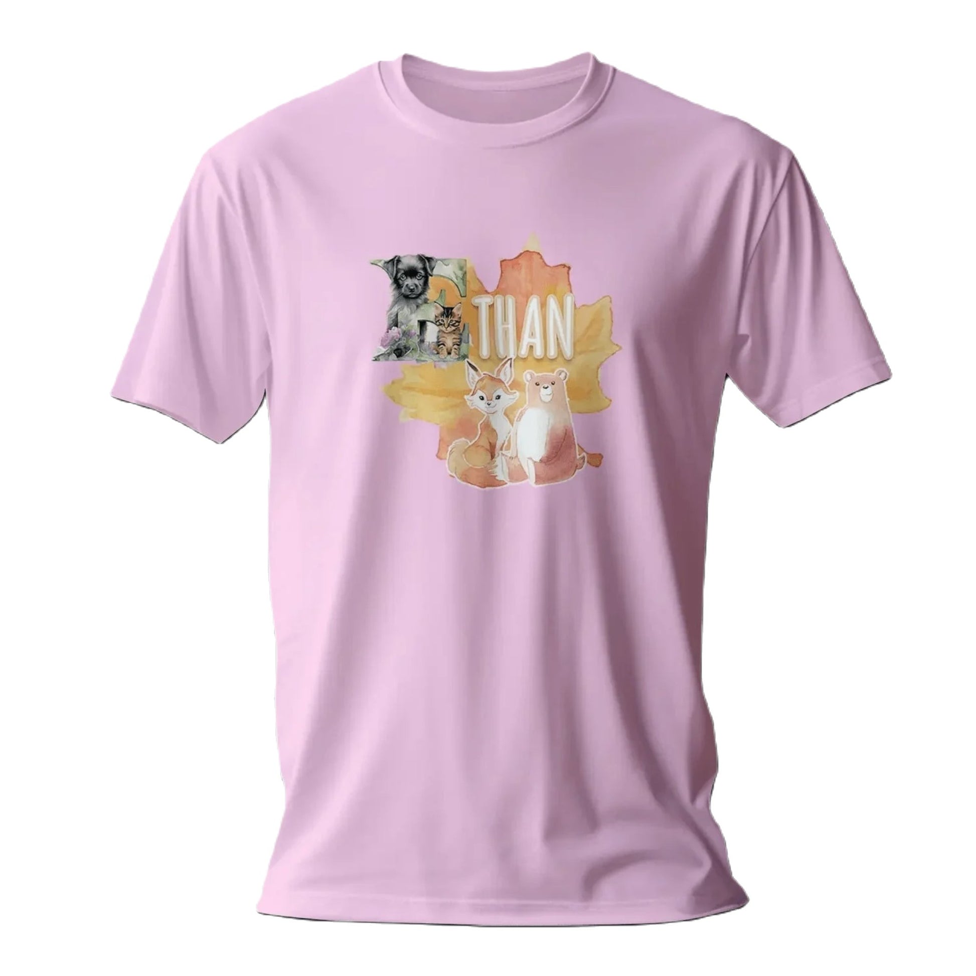 T shirt personnalisé pour enfants - Animaux d'automne avec initiale et prénom - MiniLook