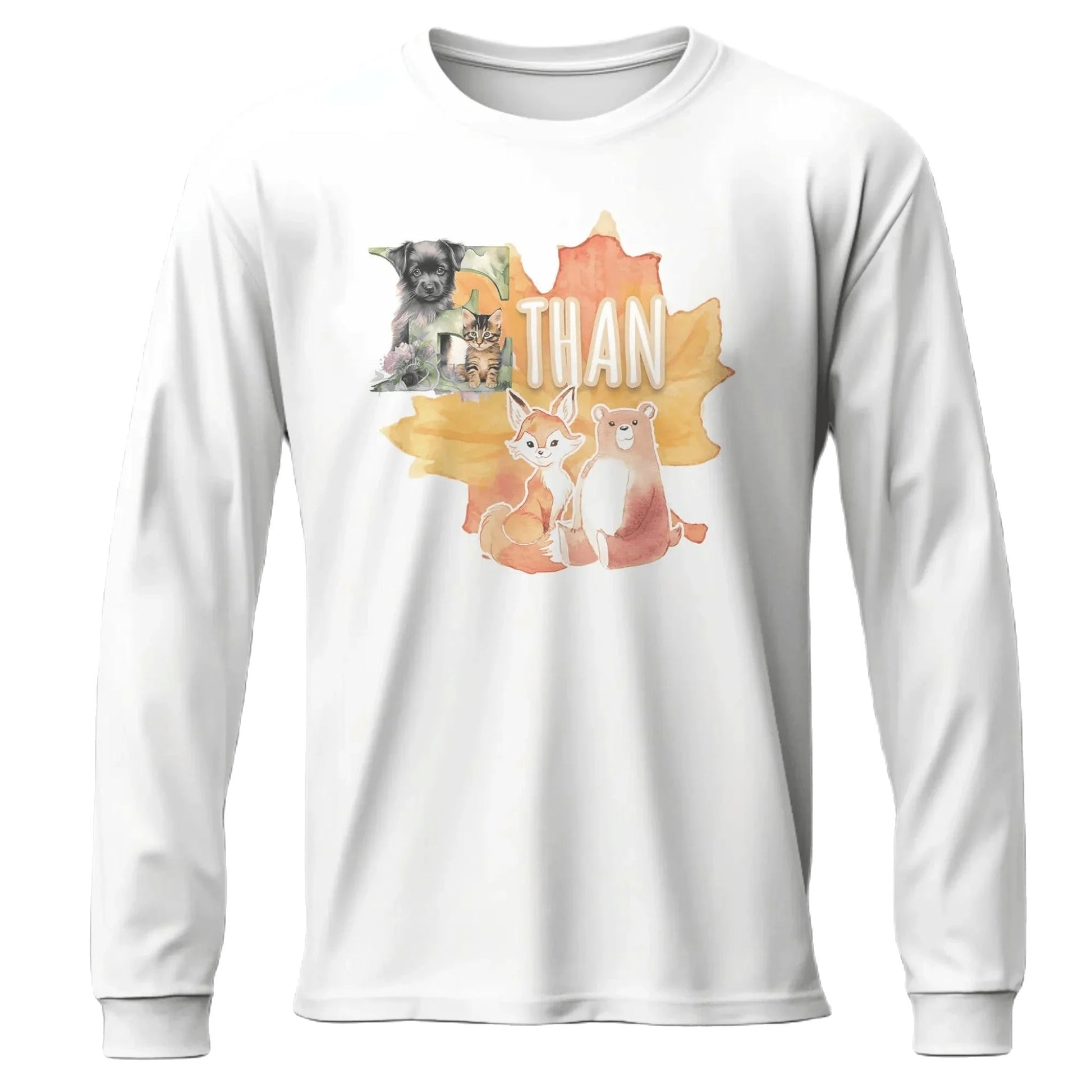 T shirt personnalisé pour enfants - Animaux d'automne avec initiale et prénom - MiniLook