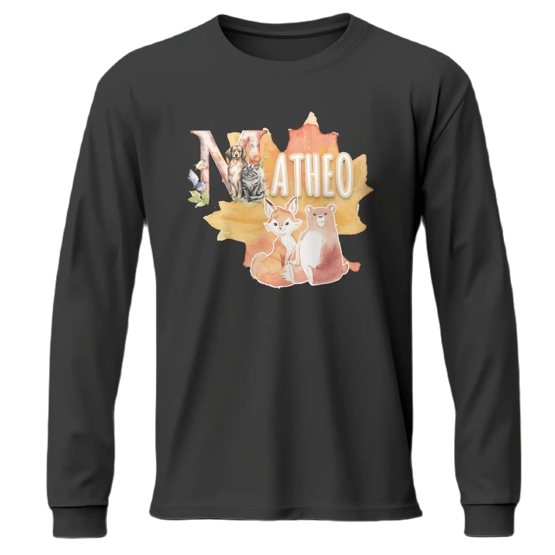 T shirt personnalisé pour enfants - Animaux d'automne avec initiale et prénom - MiniLook