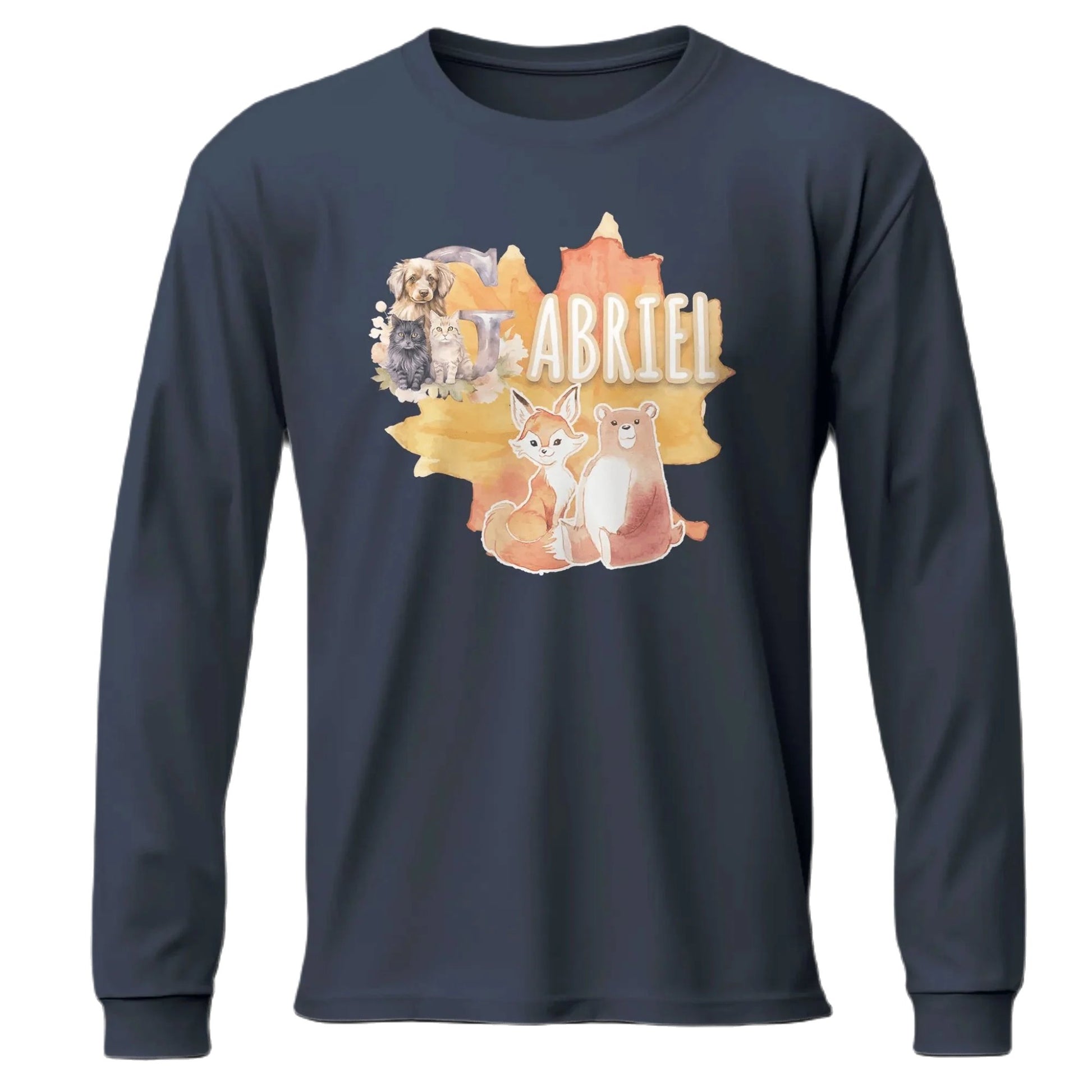 T shirt personnalisé pour enfants - Animaux d'automne avec initiale et prénom - MiniLook