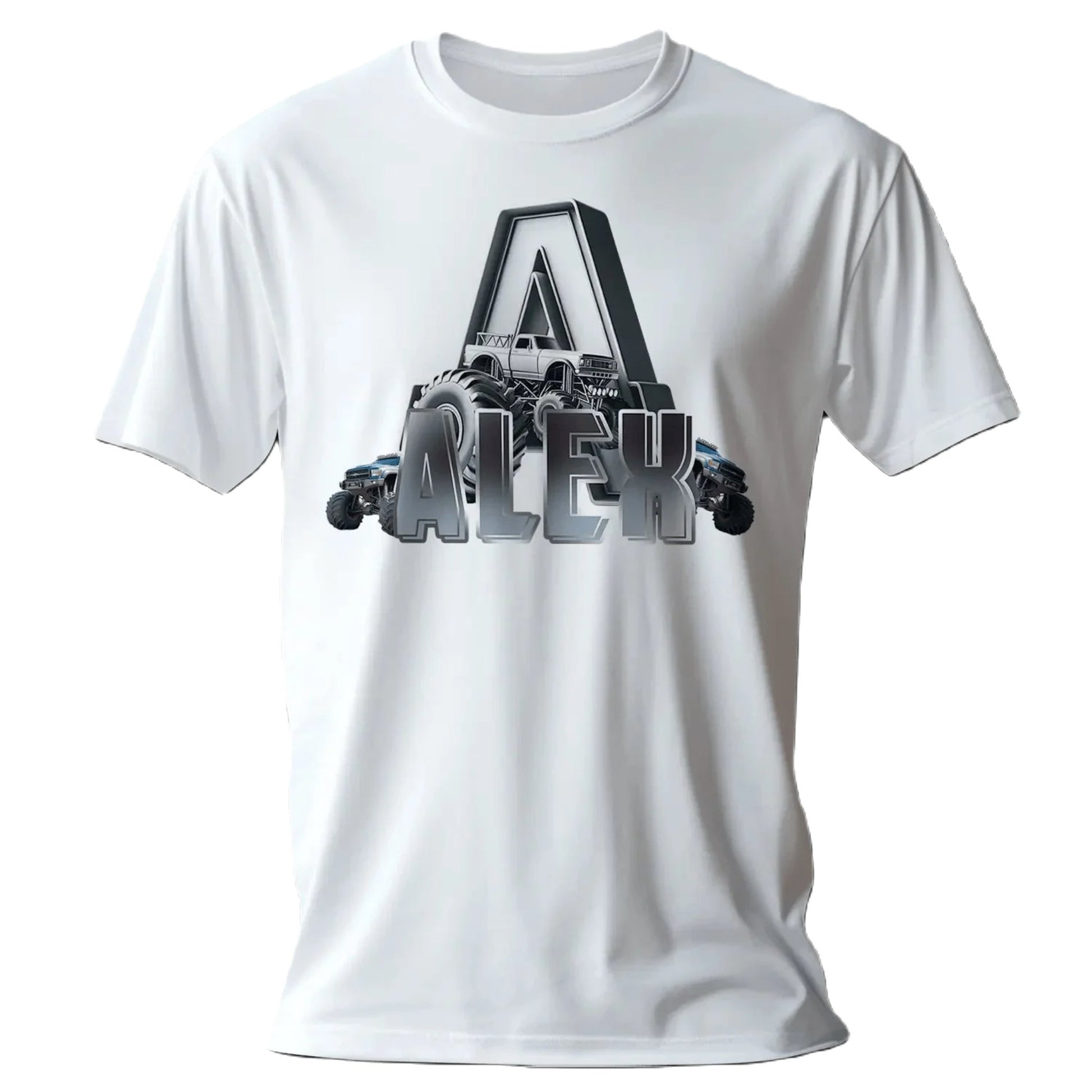 T shirt personnalisé pour enfants - Camion de course avec initiale et prenom - MiniLook