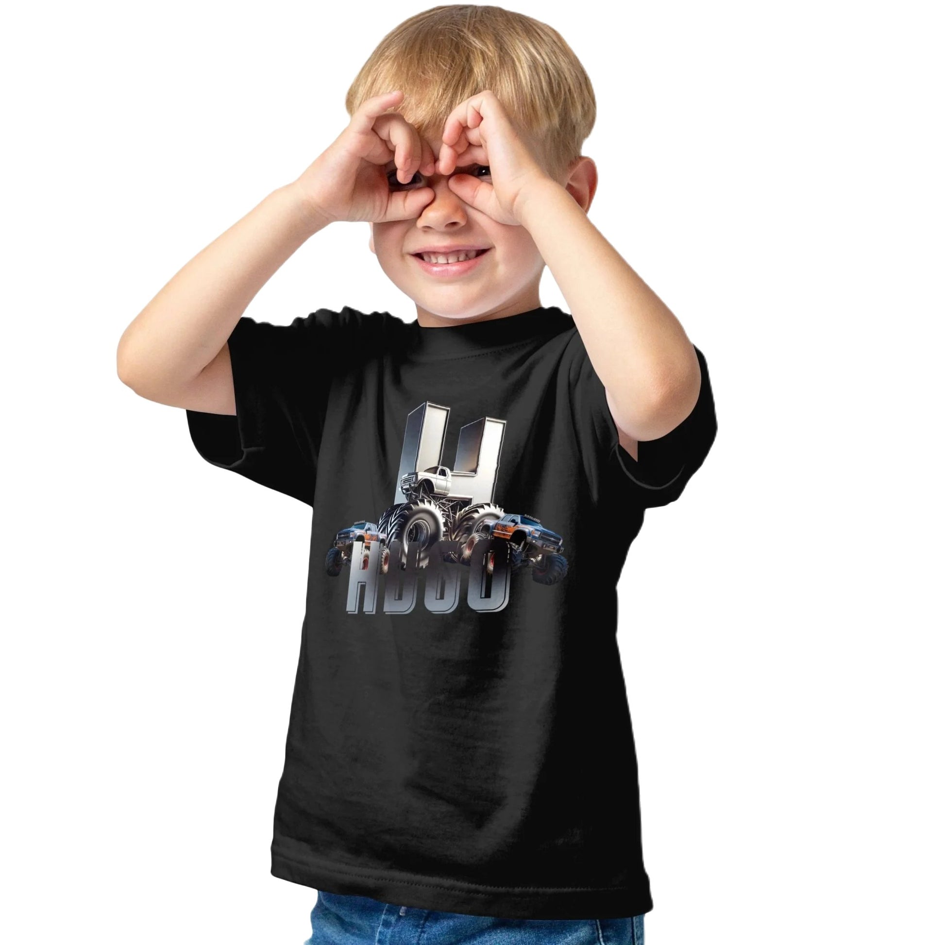 T shirt personnalisé pour enfants - Camion de course avec initiale et prenom - MiniLook